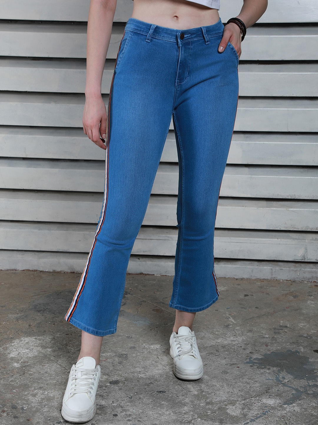 

High Star Women High-Rise Low Distress Jeans, Blue
