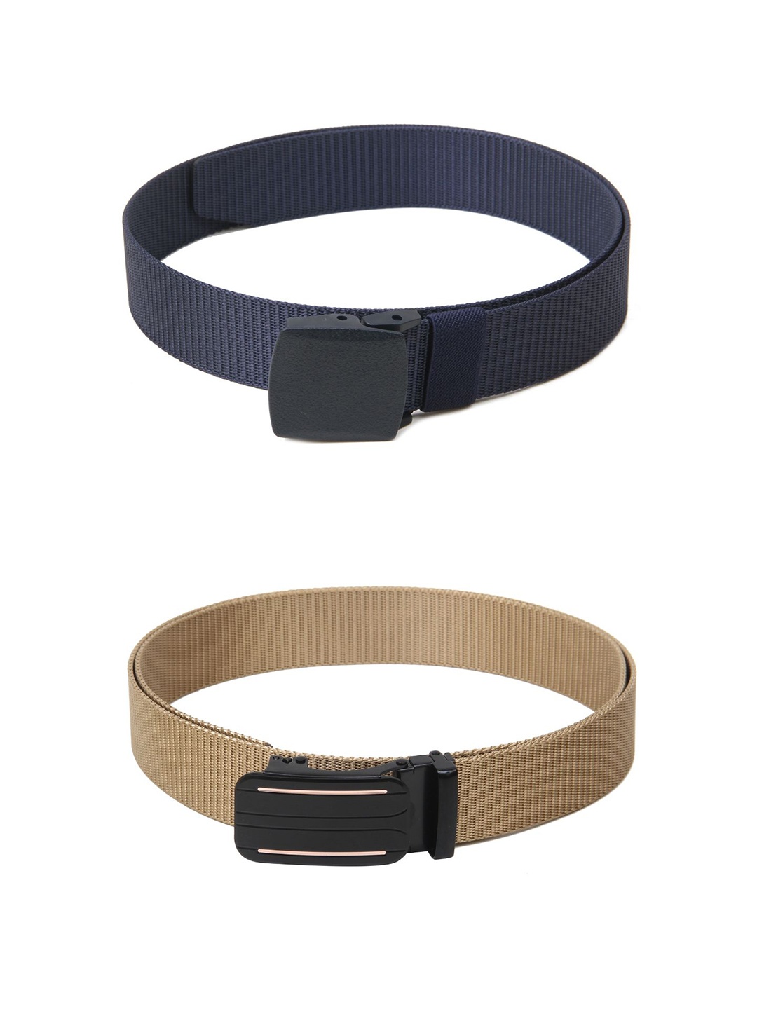 

Calvadoss Women Set Of 2 Textured Canvas Belts, Navy blue