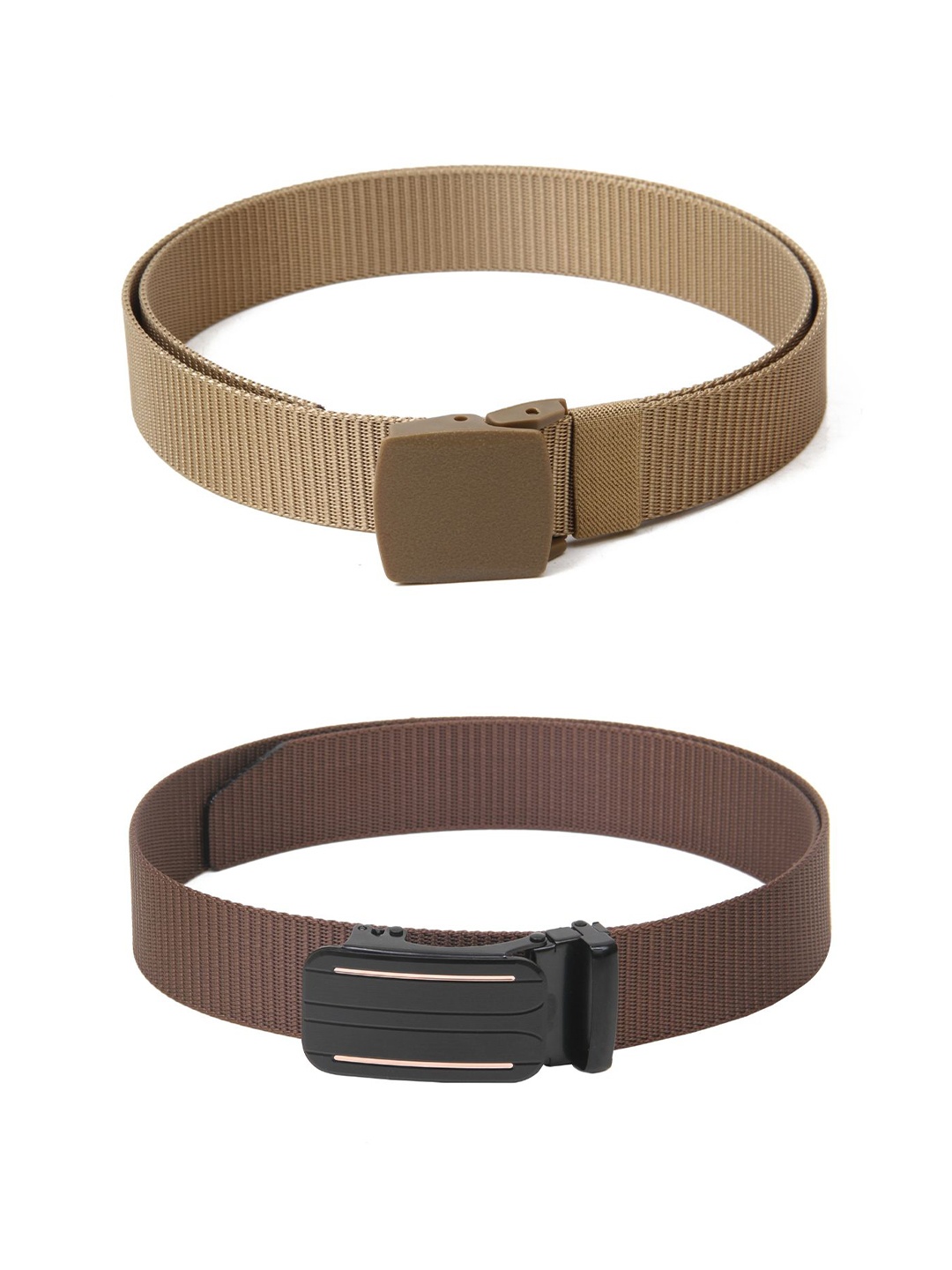 

Calvadoss Women Set Of 2 Textured Canvas Belts, Beige
