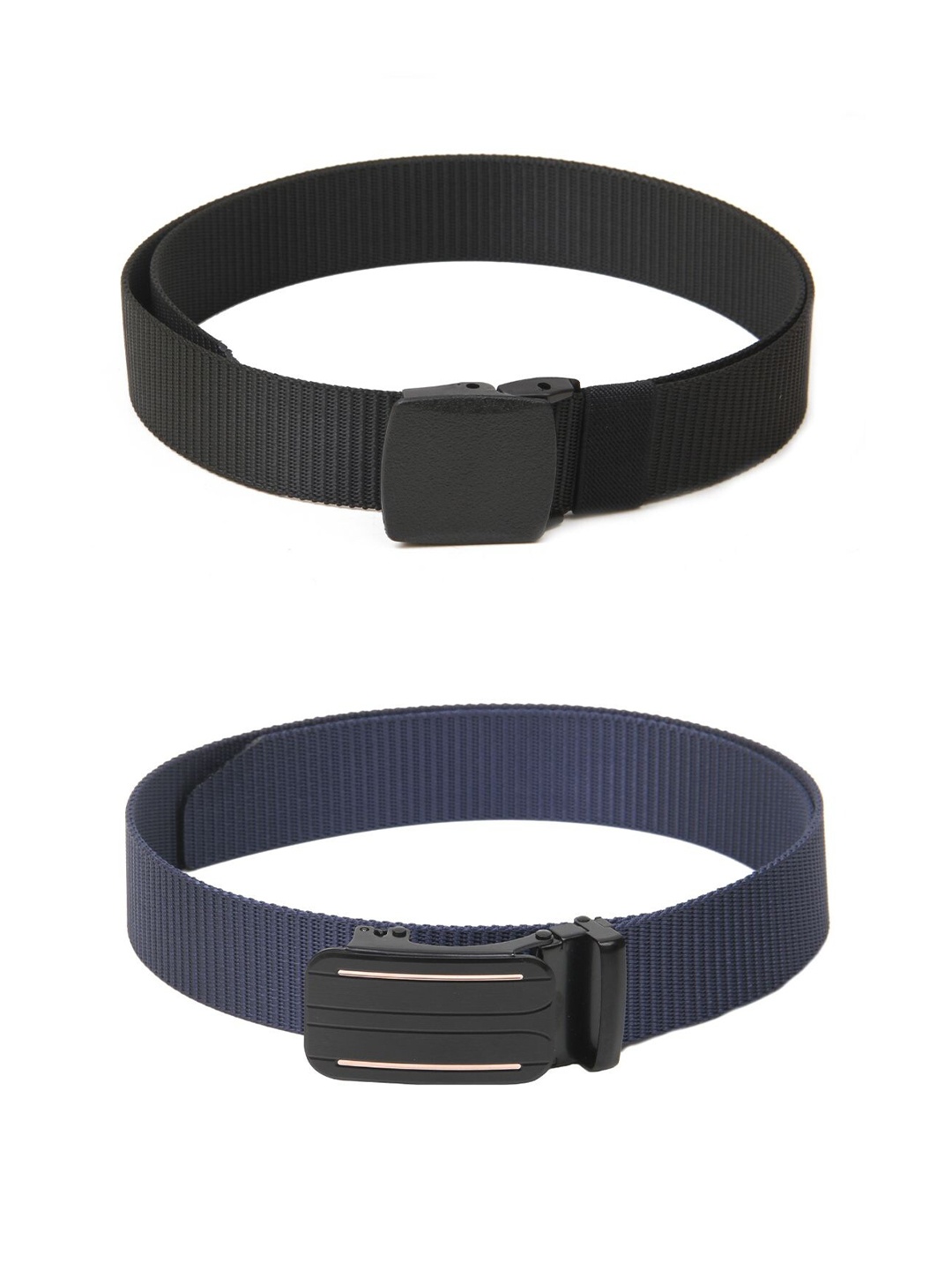 

Calvadoss Women Set Of 2 Textured Canvas Belts, Black