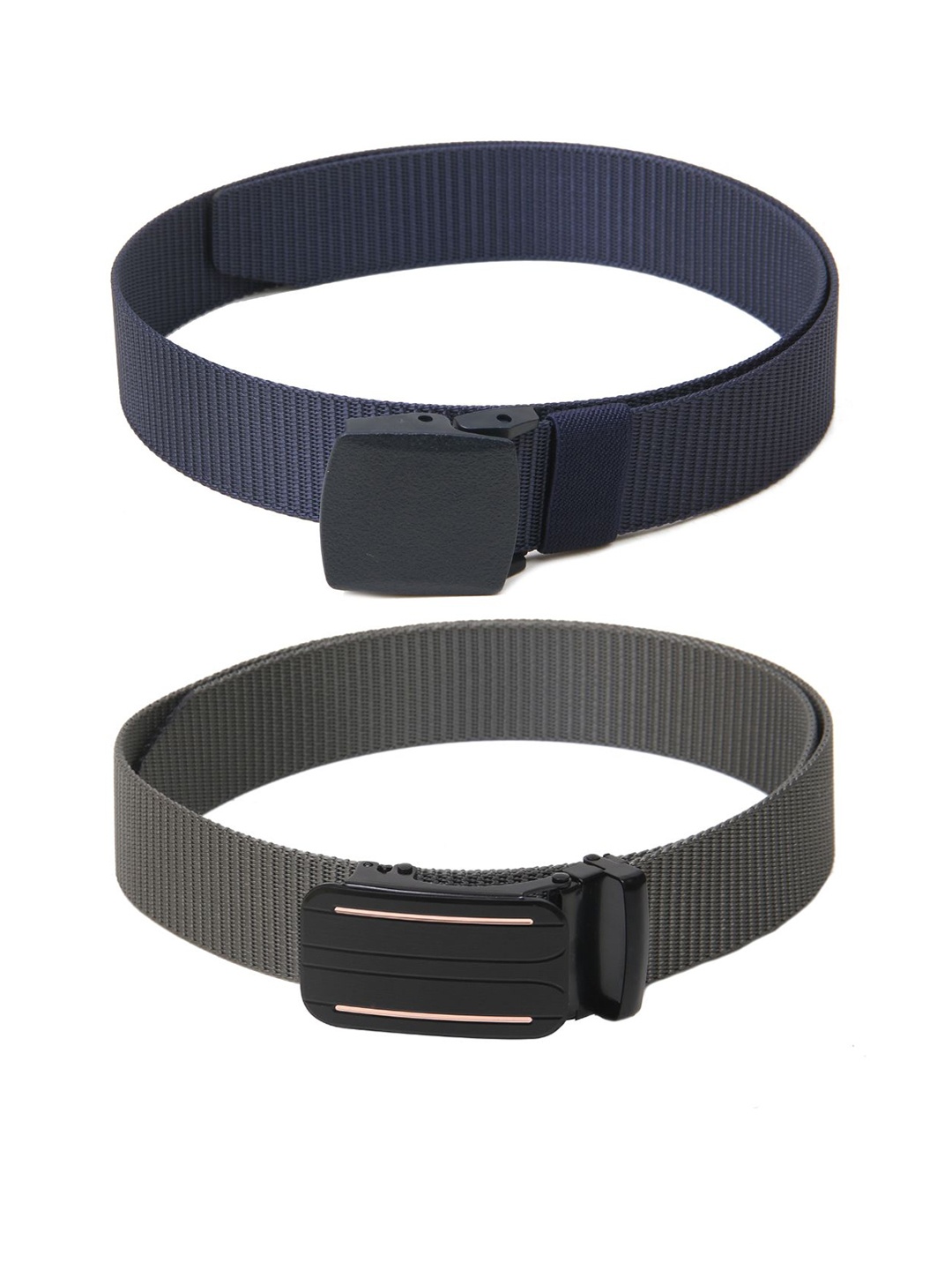 

Calvadoss Women Set Of 2 Textured Belt, Navy blue