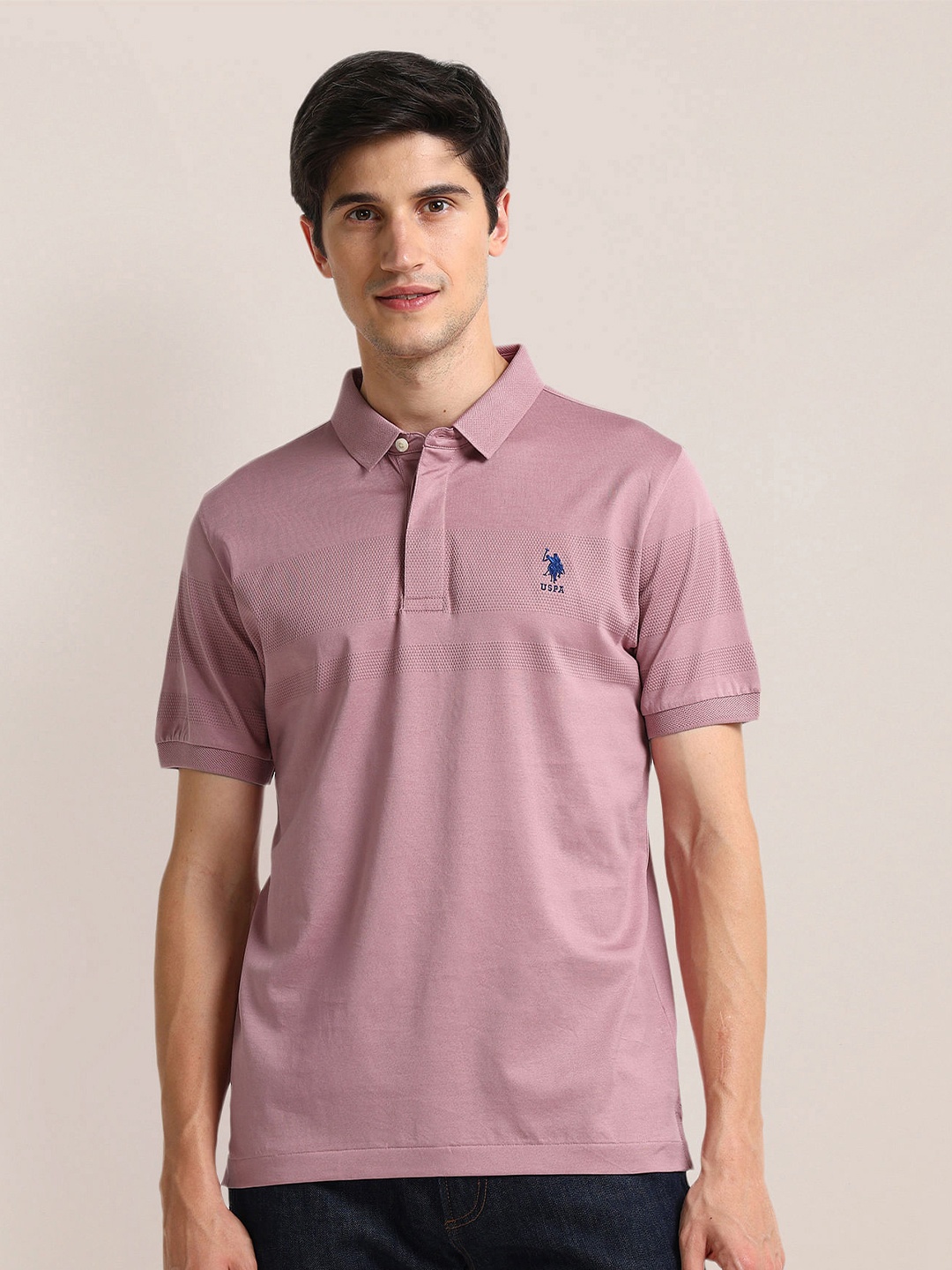 

U.S. Polo Assn. Men Polo Collar Slim Fit T-shirt, Pink