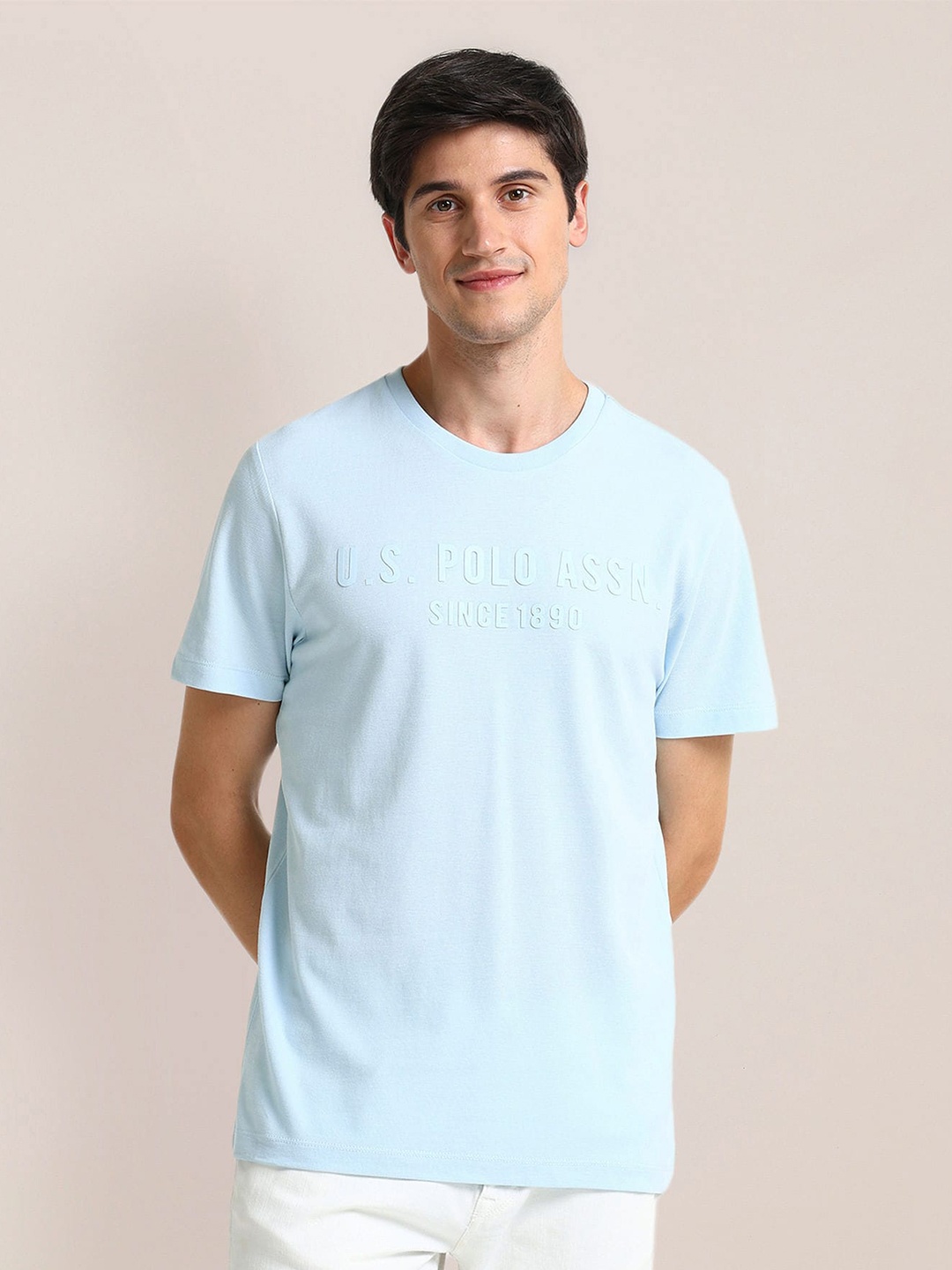 

U.S. Polo Assn. Men Typography Printed Slim Fit T-shirt, Blue