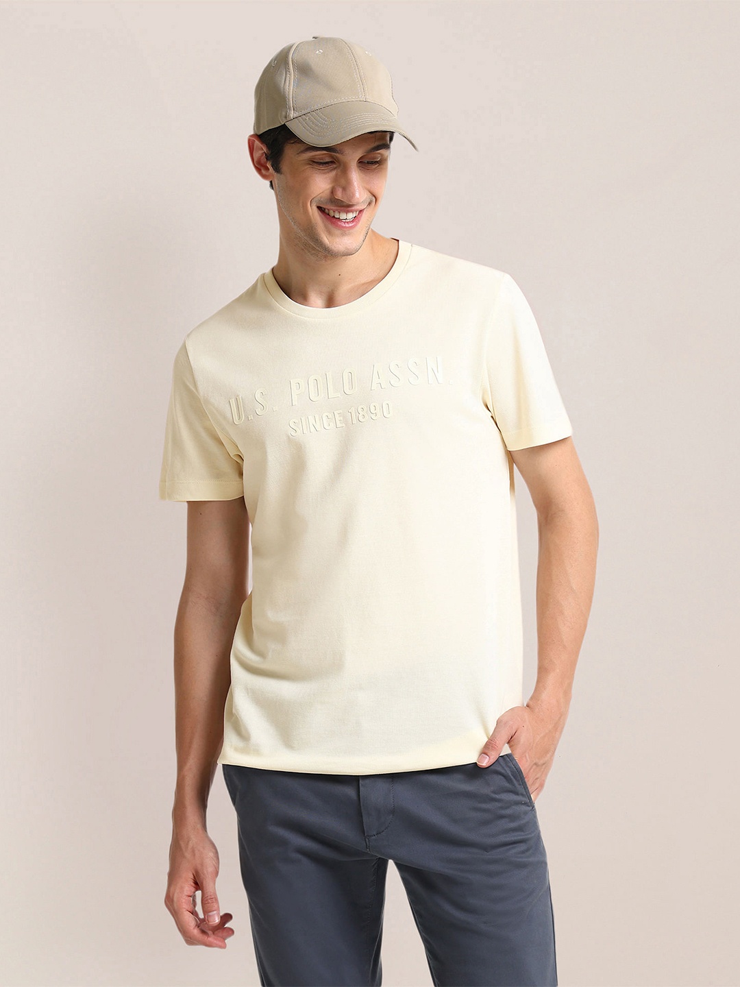 

U.S. Polo Assn. Men Typography Printed Slim Fit T-shirt, White