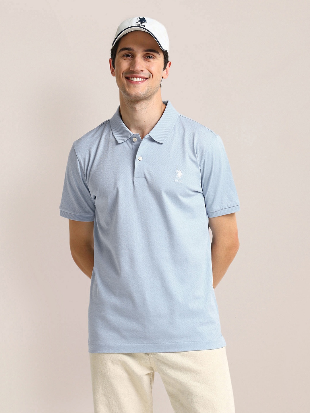 

U.S. Polo Assn. Men Solid Slim Fit Polo T-shirt, Blue