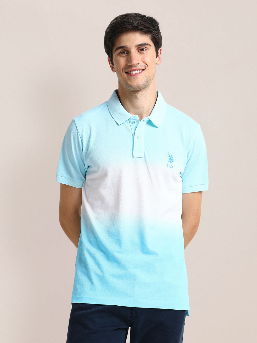 

U.S. Polo Assn. Men Solid Slim Fit Polo T-shirt, Blue