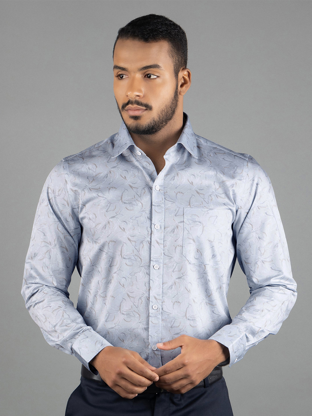 

LOUIS STITCH Abstract Printed Comfort Cotton Opaque Formal Shirt, Blue