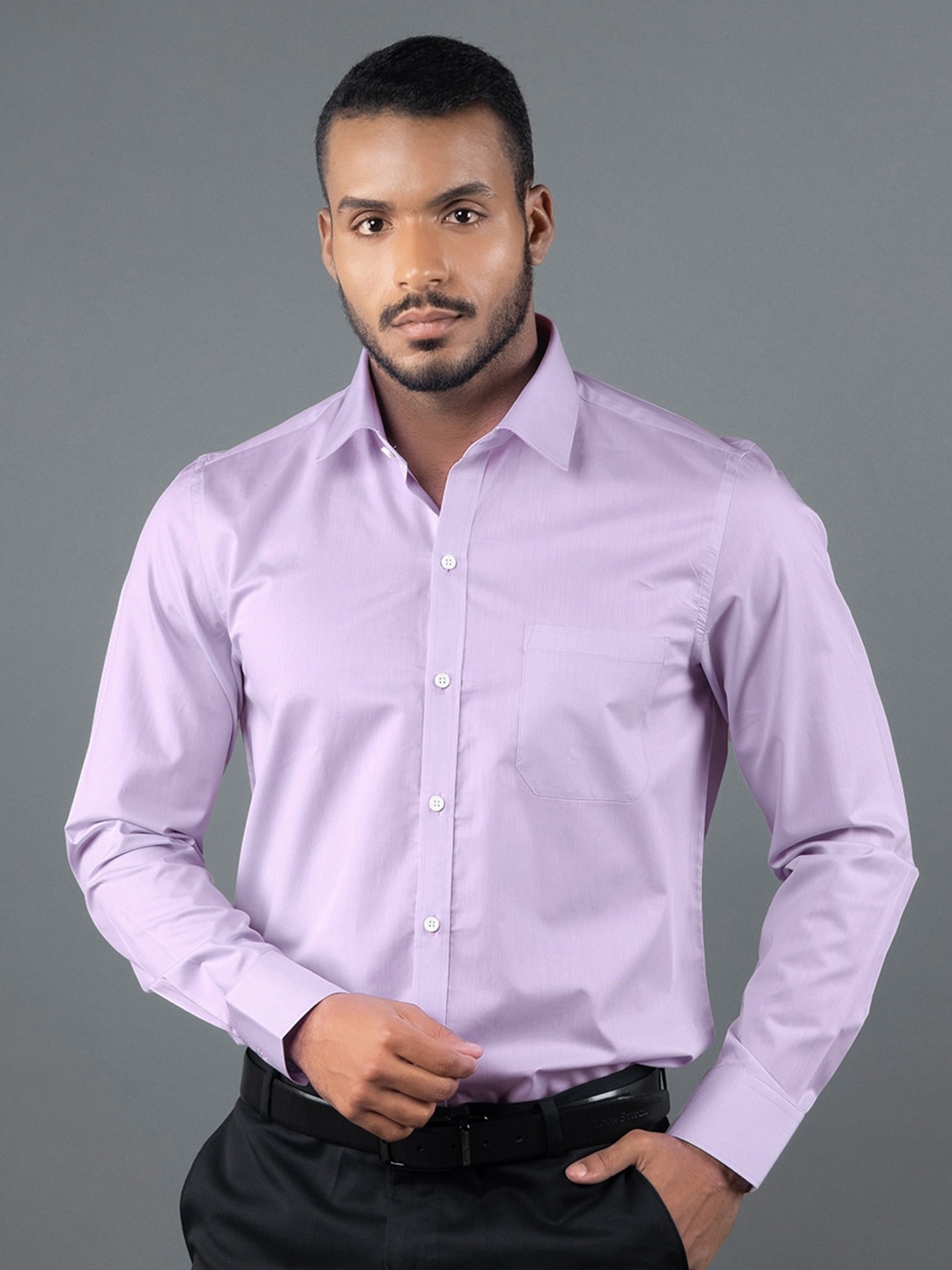 LOUIS STITCH Comfort Cotton Opaque Formal Shirt, Purple