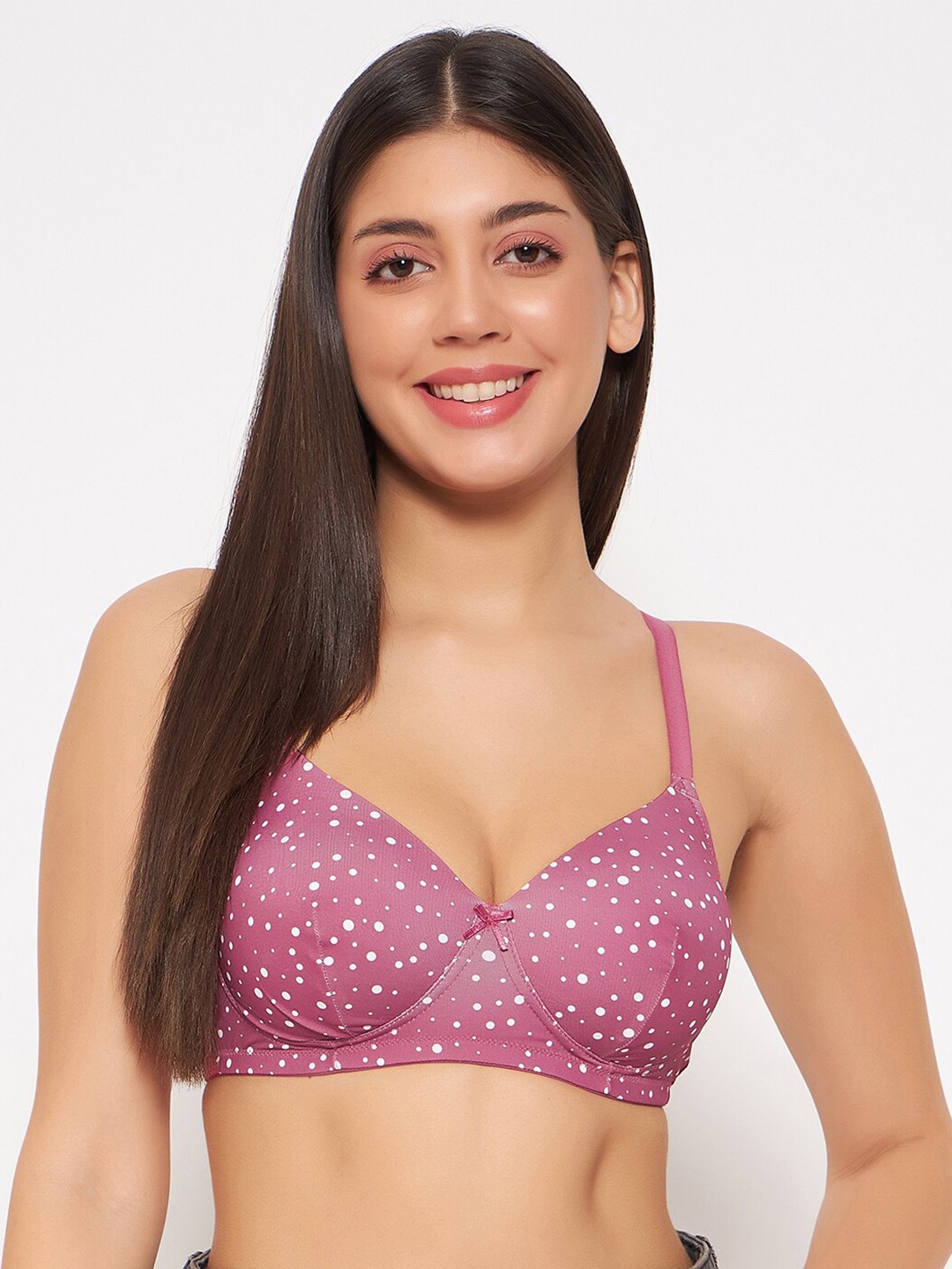 

Clovia Pink Printed Full Coverage Lightly Padded T-shirt Bra With All Day Comfort