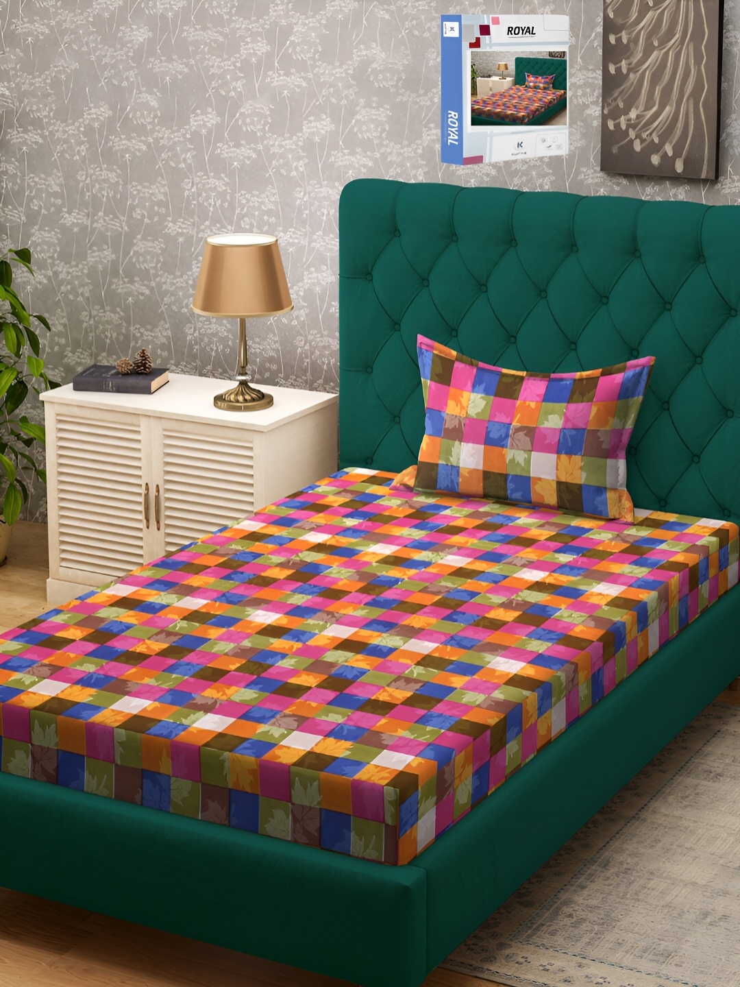 

KLOTTHE Geometric-Printed 300TC Single Bedsheet & Pillow Cover, Pink