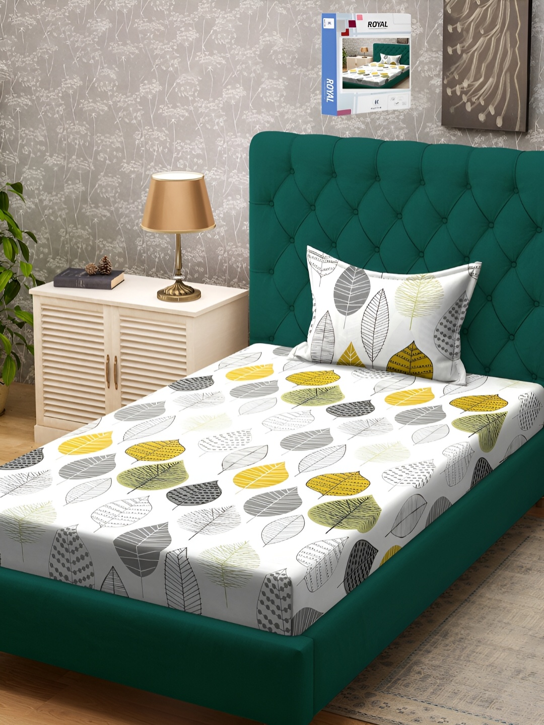 

KLOTTHE Floral 300 TC Cotton Blend Single Bedsheet & 1 Pillow Cover Set, Cream