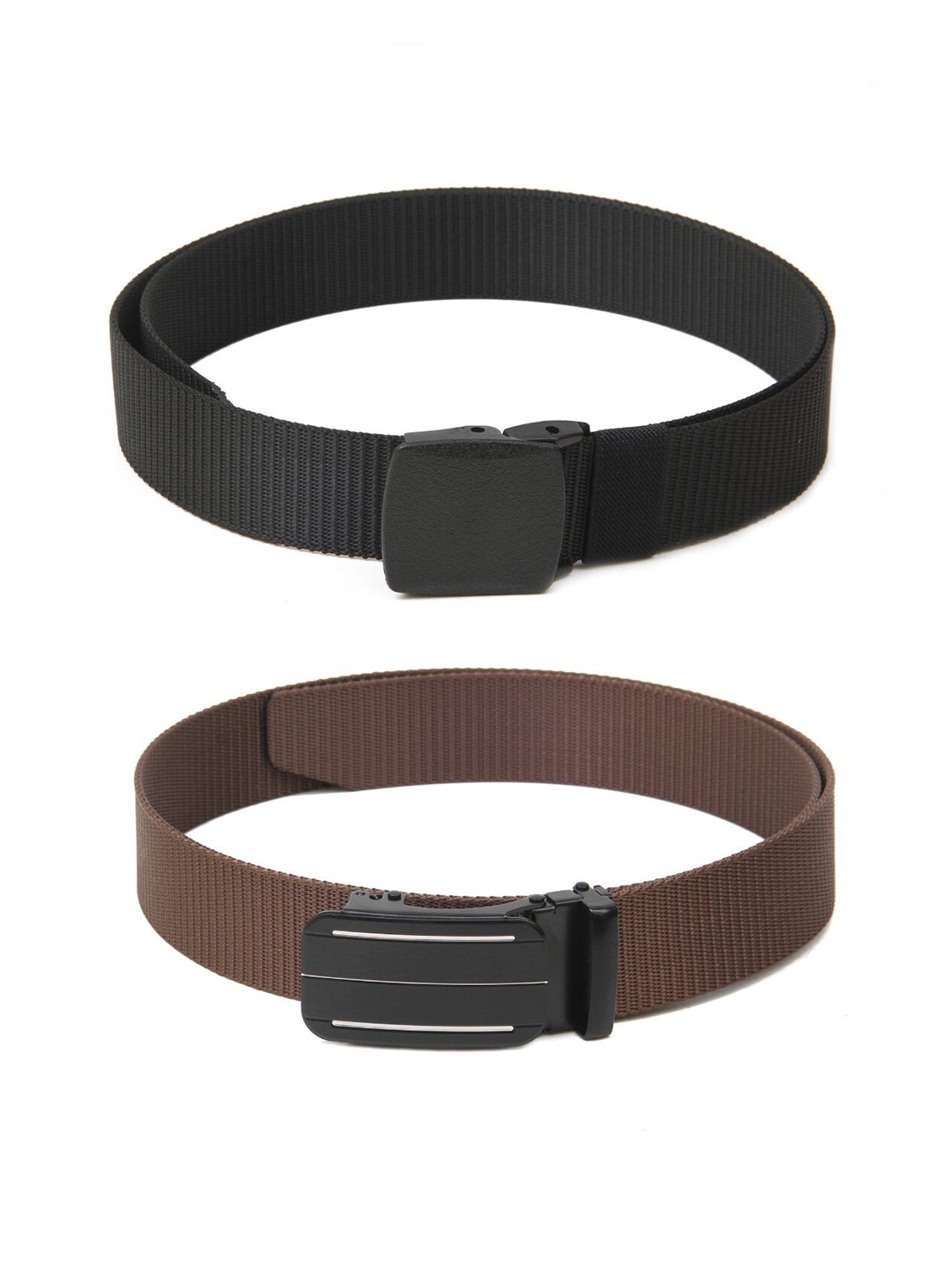 

Calvadoss Women Set Of 2 Textured Belts, Black