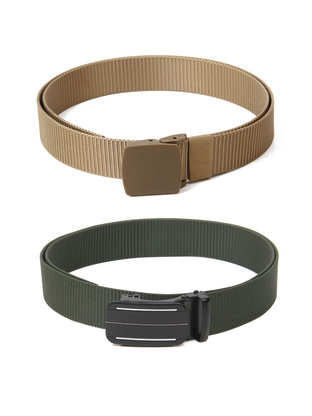 

Calvadoss Women Set Of 2 Textured Canvas Belts, Beige