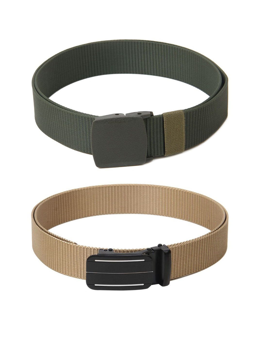 

Calvadoss Women Set Of 2 Textured Canvas Belts, Green