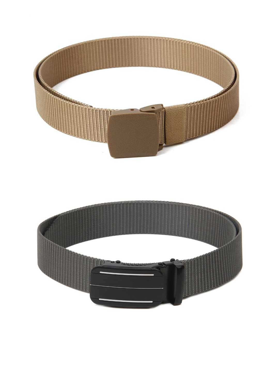 

Calvadoss Women Set Of 2 Textured Belts, Beige