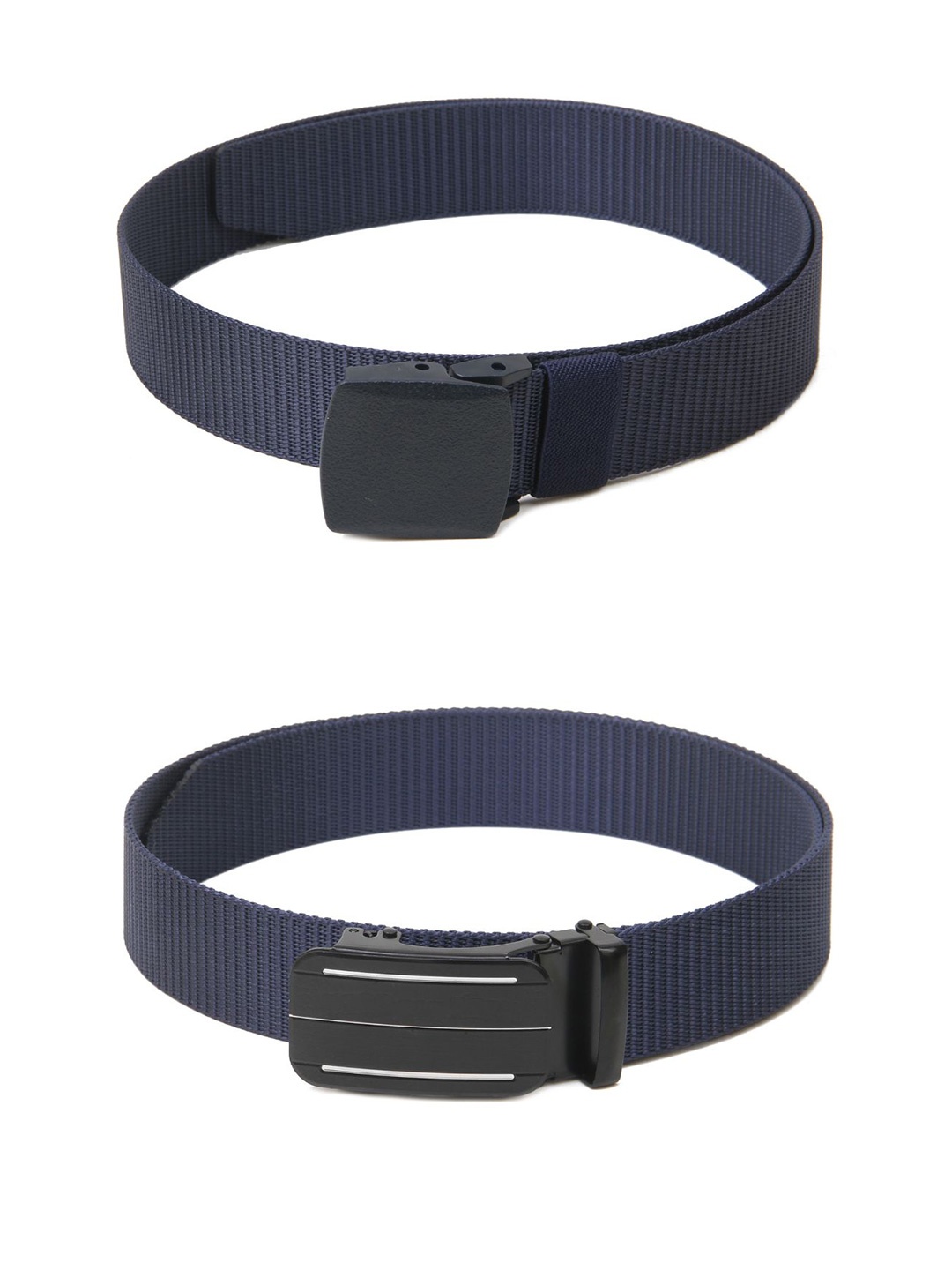 

Calvadoss Women Set Of 2 Textured Canvas Belt, Navy blue