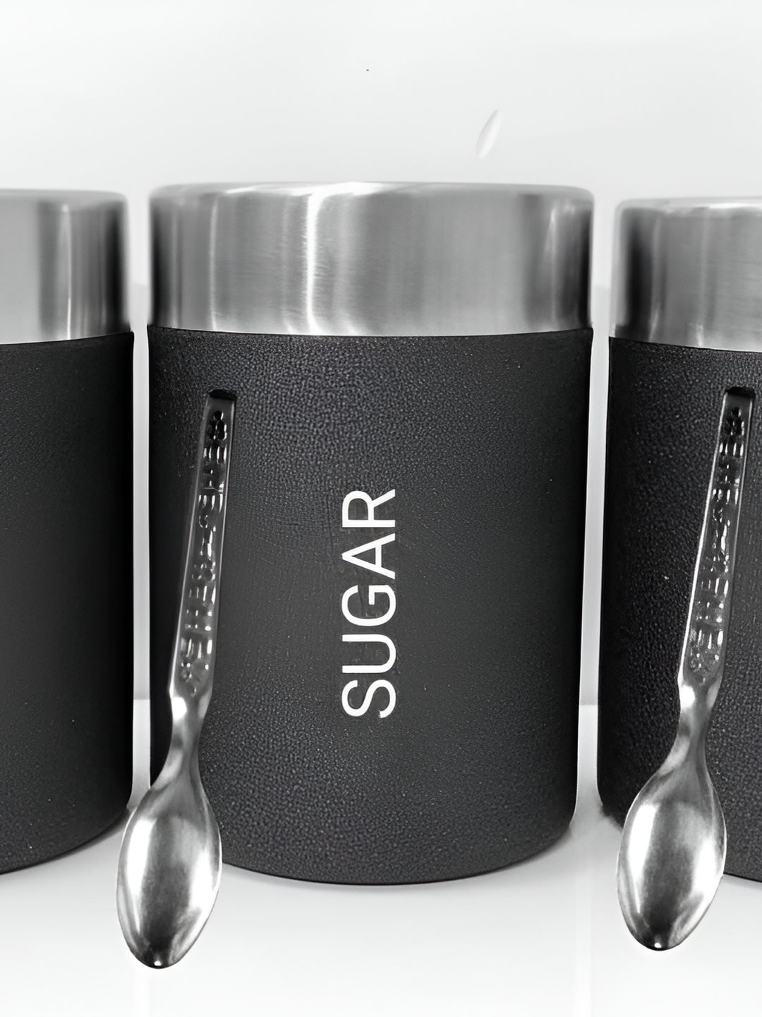 

ATROCK Black & Silver Toned 3 Pieces Stainless Steel Containers 800ml Each