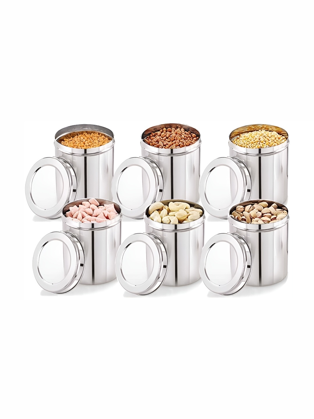 

ATROCK Silver-Toned 6Pcs Stainless Steel Dishwasher Safe Containers 1l Each