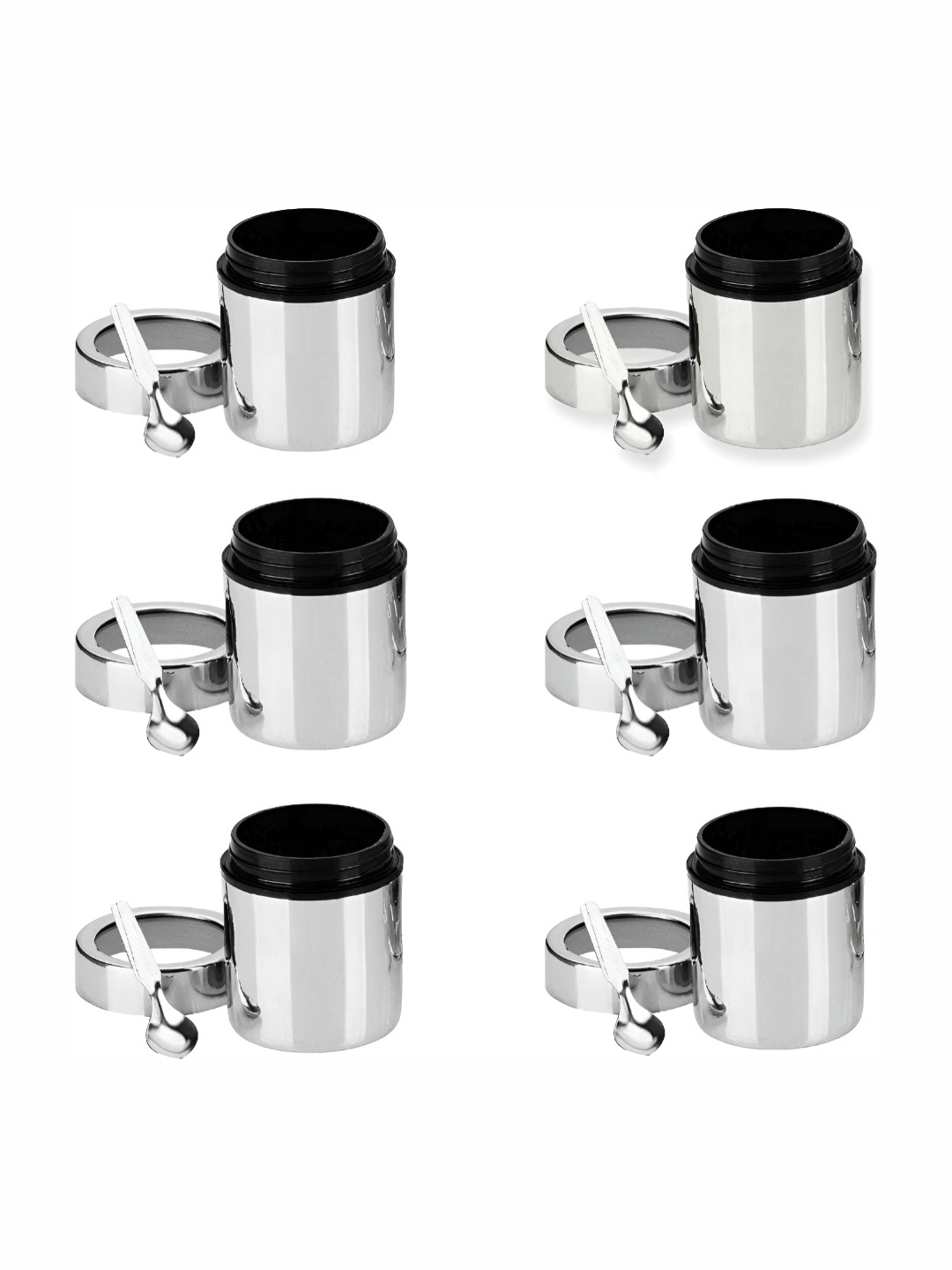 

ATROCK Silver Toned 6 Pieces Stainless Steel Grocery Container 350ml Each