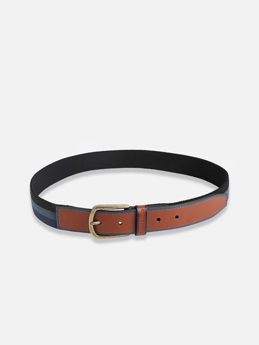 

SIMON CARTER LONDON Men Textured Leather Belt, Navy blue