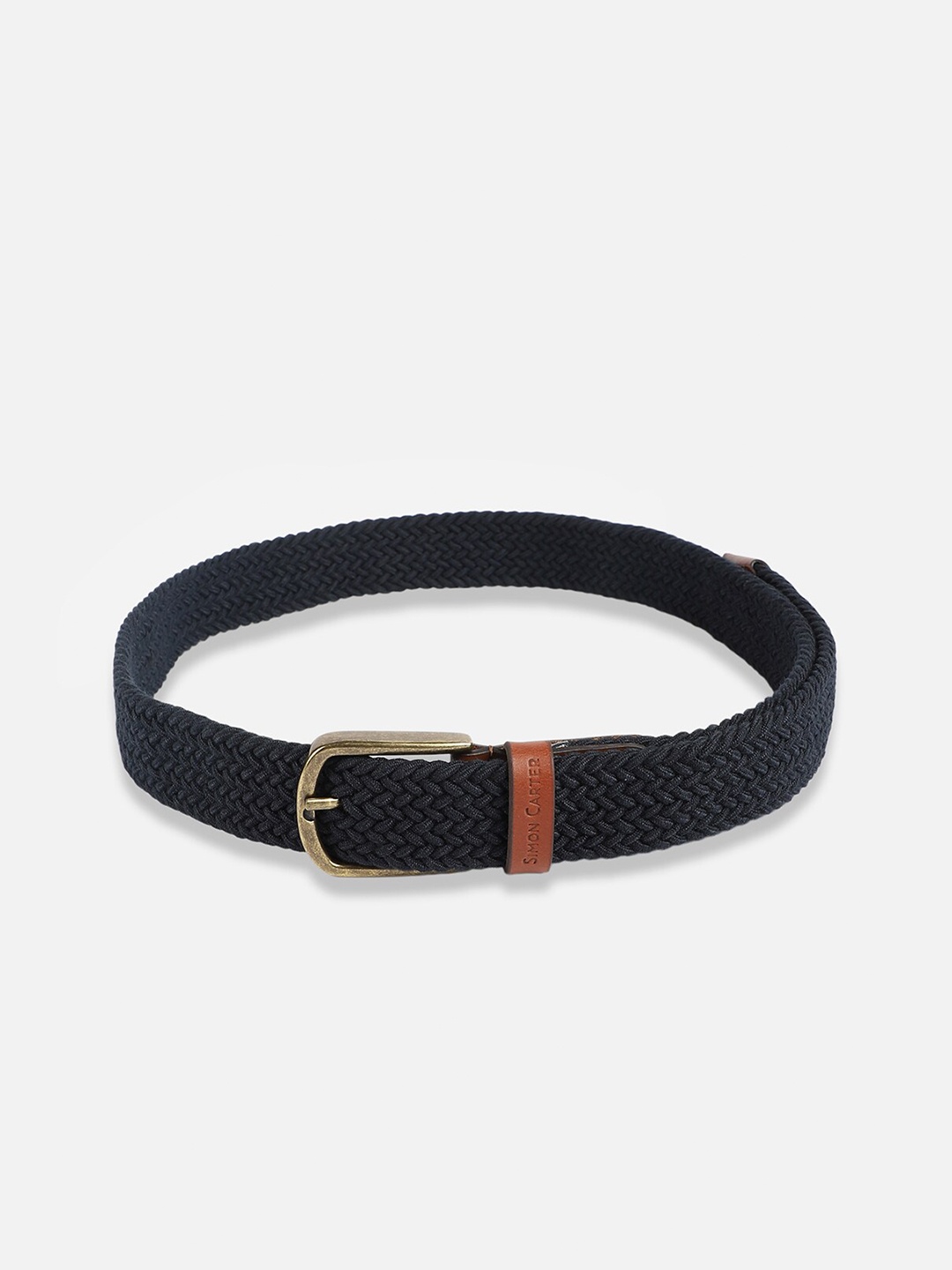

SIMON CARTER LONDON Men Textured Genuine Leather Belt, Black