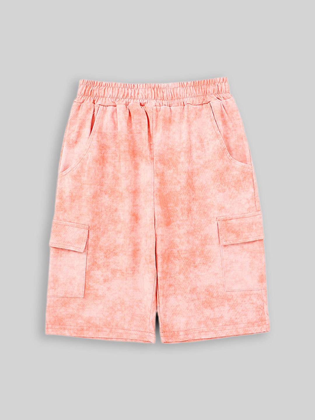 

INCLUD Girls Tie & Dye Printed Mid-Rise Cargo Shorts, Pink