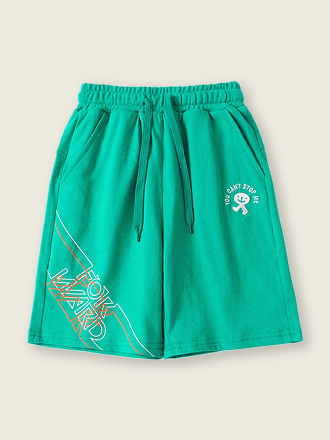 

INCLUD Boys Typography Printed Mid-Rise Regular Shorts, Green