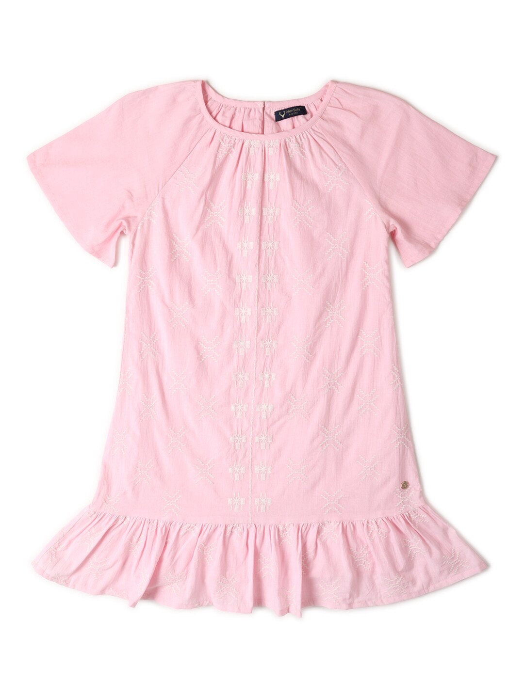 

Allen Solly Junior Girls Self Design Cotton Drop-Waist Dress, Pink