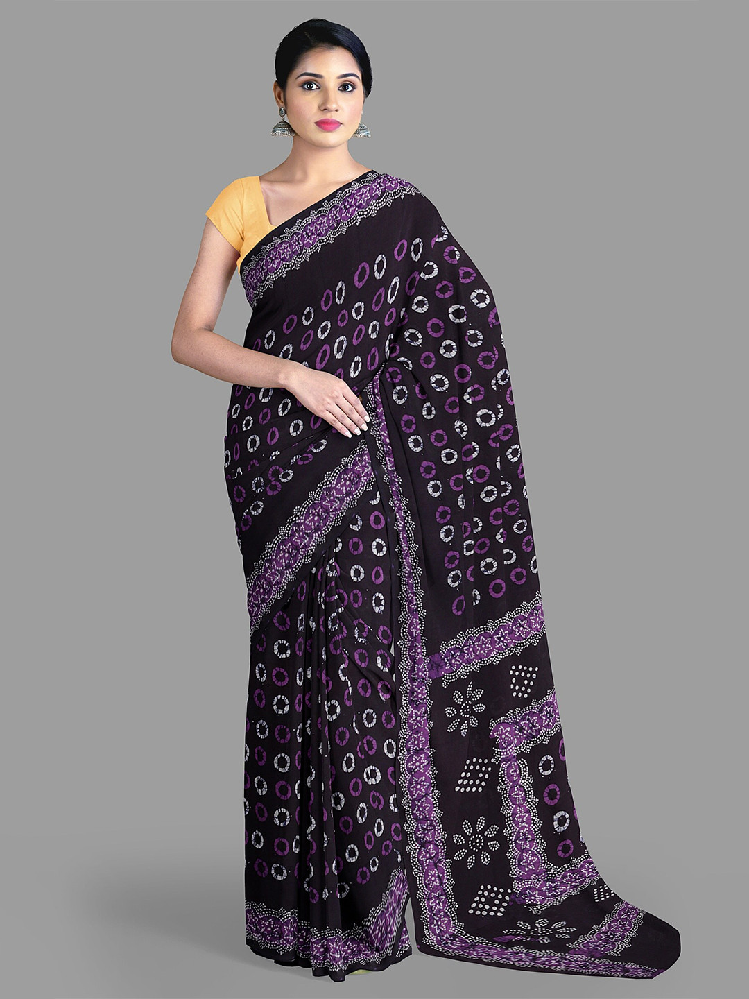 

The Chennai Silks Women Pure Cotton Sungudi Saree, Navy blue
