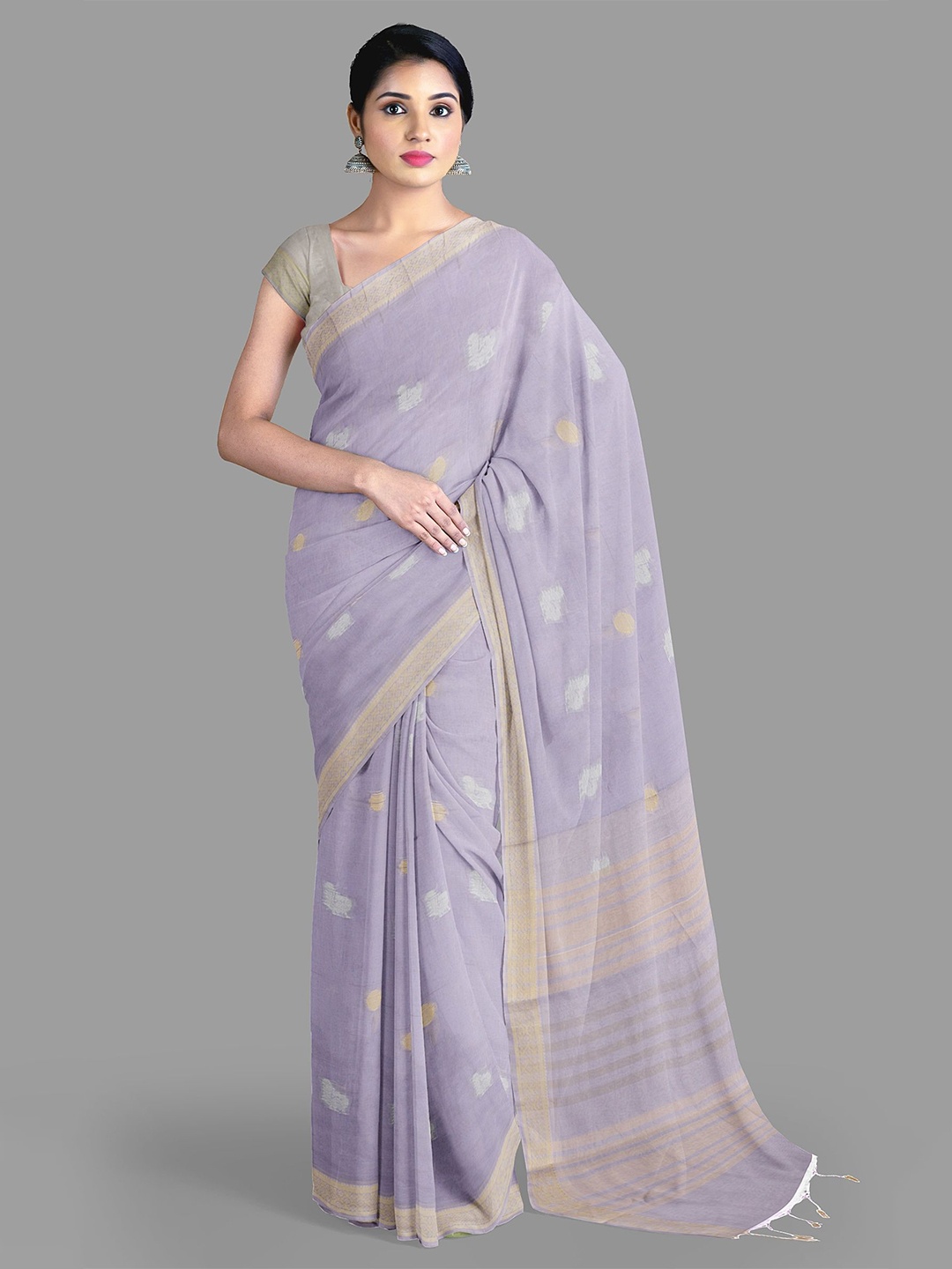 

The Chennai Silks Ethnic Motifs Pure Cotton Saree, Lavender