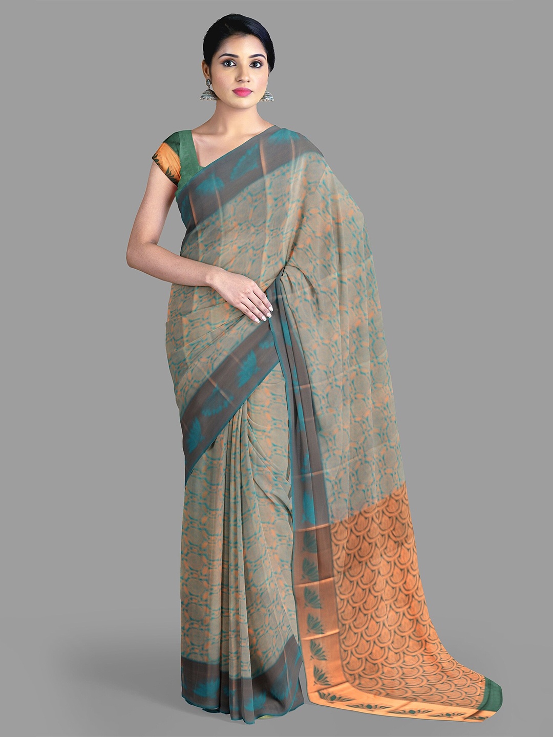 

The Chennai Silks Ethnic Motifs Zari Art Silk Kanjeevaram Saree, Green