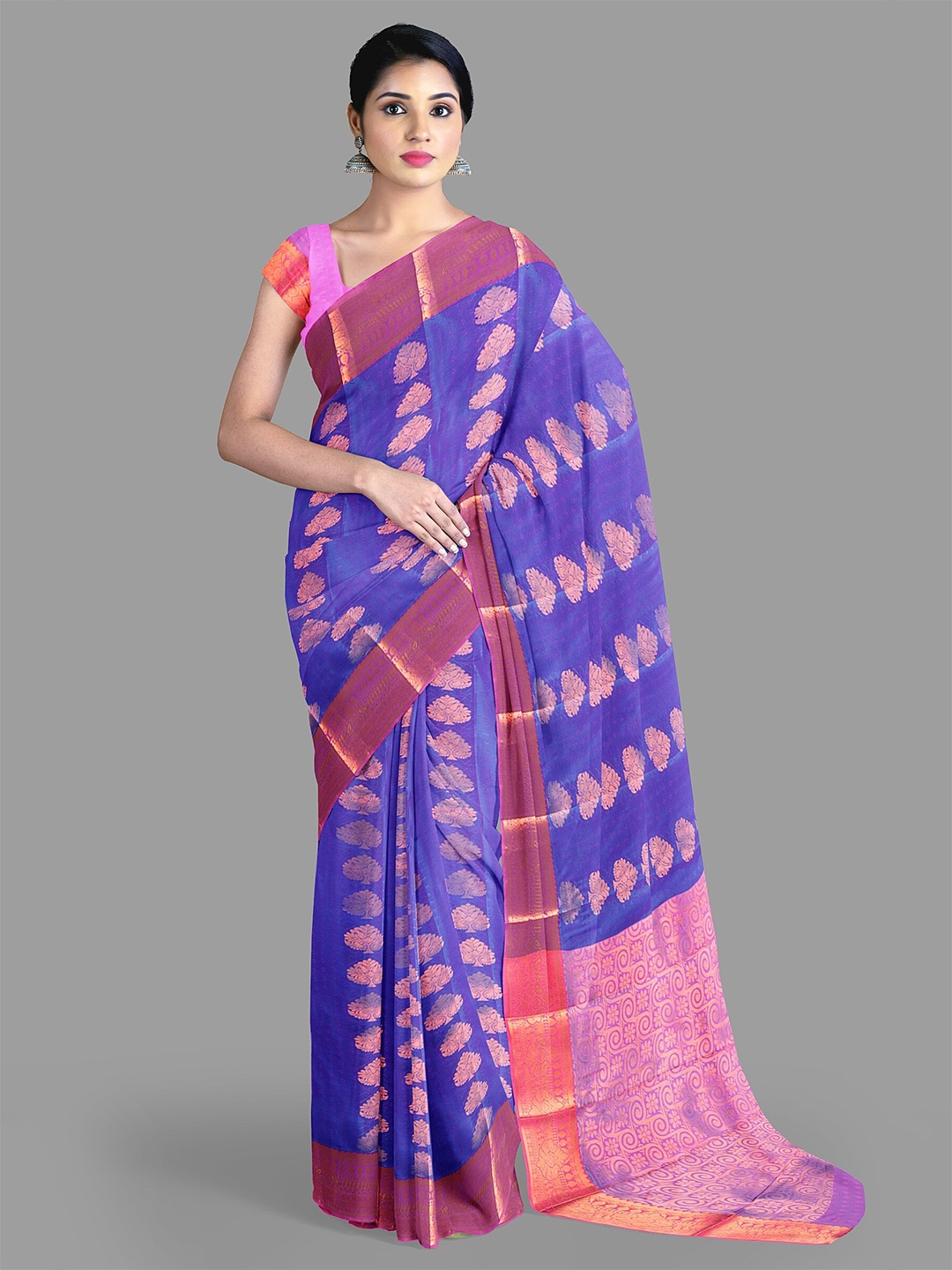 

The Chennai Silks Woven Design Zari Art Silk Kanjeevaram Saree, Blue