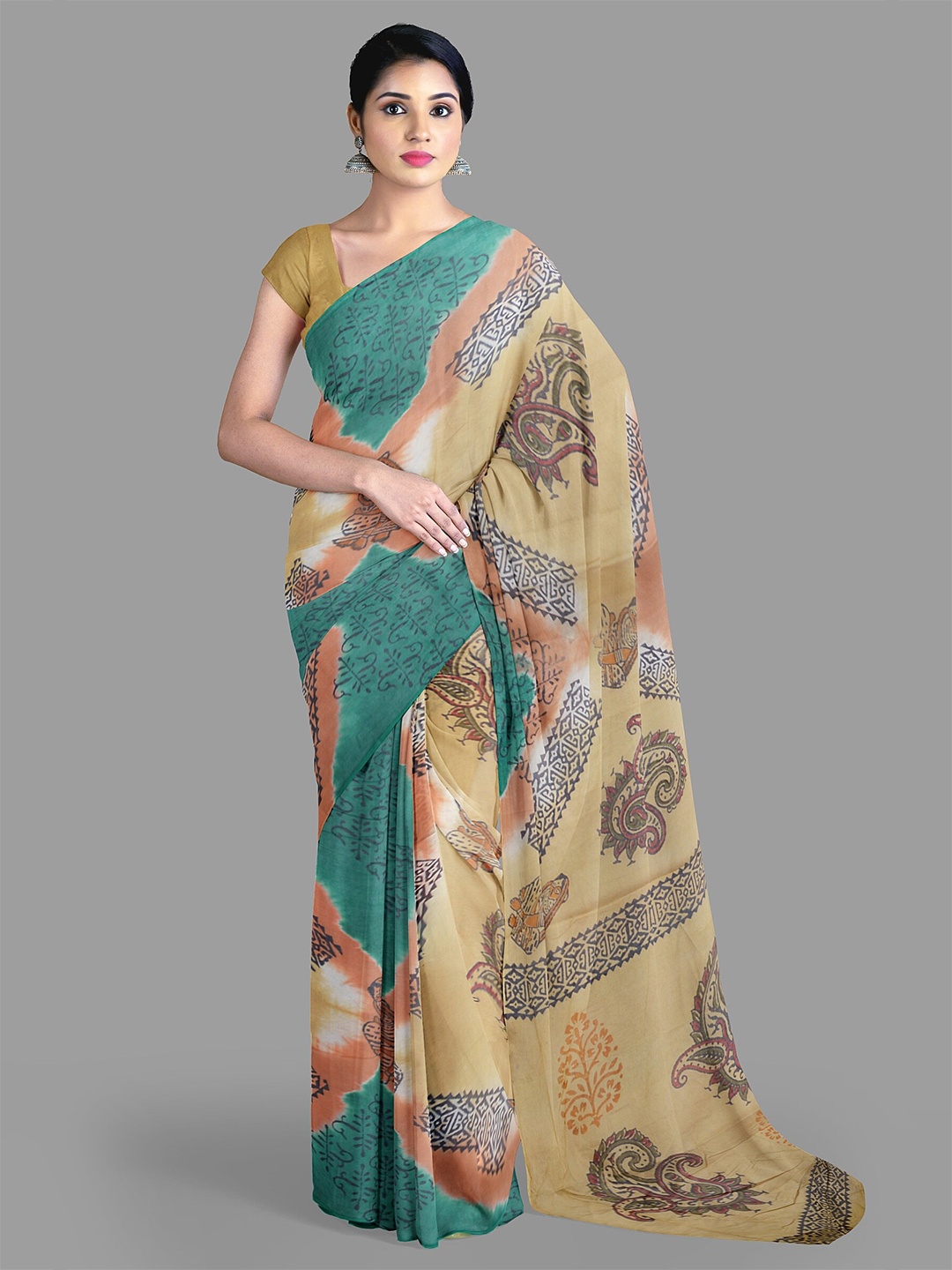 

The Chennai Silks Floral Pure Cotton Saree, Green