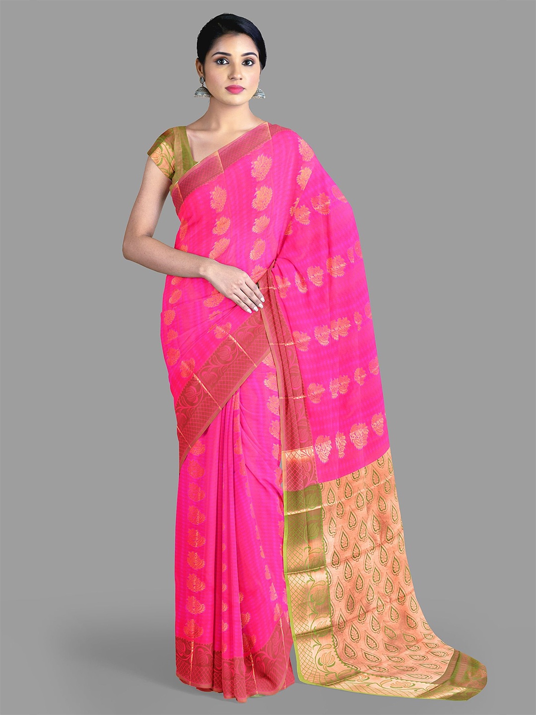 

The Chennai Silks Ethnic Motifs Zari Art Silk Kanjeevaram Saree, Magenta