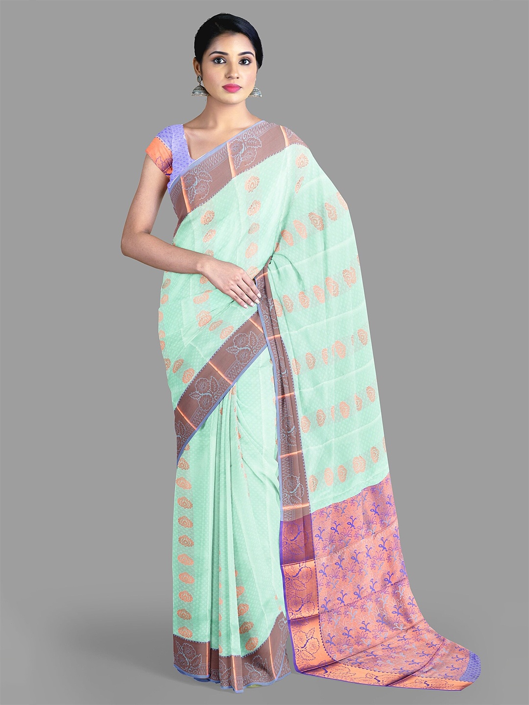 

The Chennai Silks Ethnic Motifs Zari Art Silk Kanjeevaram Saree, Blue