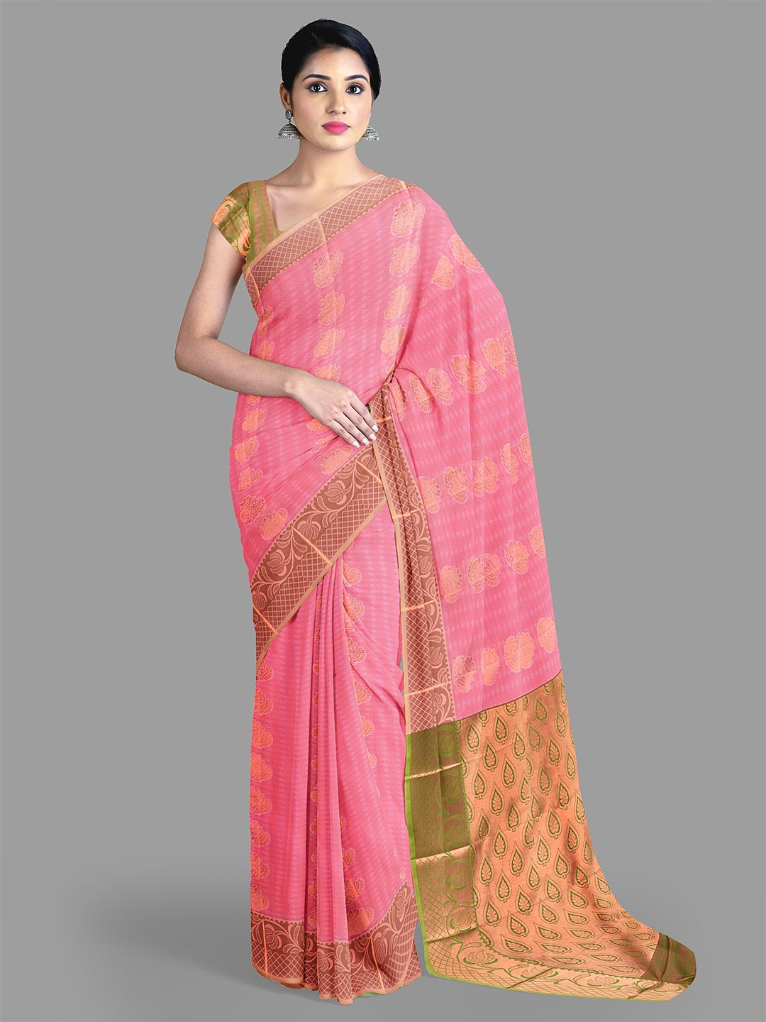 

The Chennai Silks Woven Design Zari Art Silk Kanjeevaram Saree, Rose