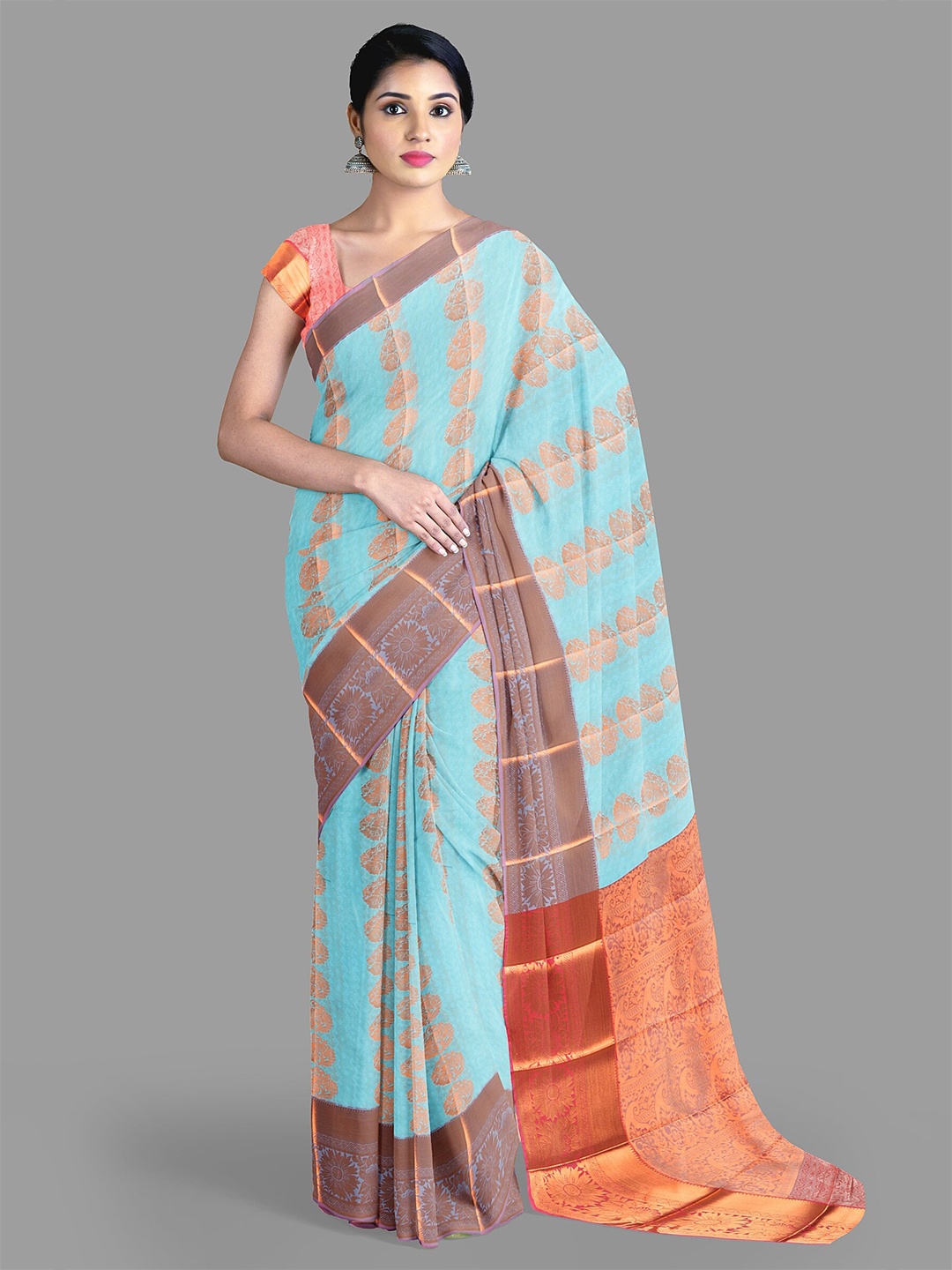 

The Chennai Silks Ethnic Motifs Zari Art Silk Kanjeevaram Saree, Blue