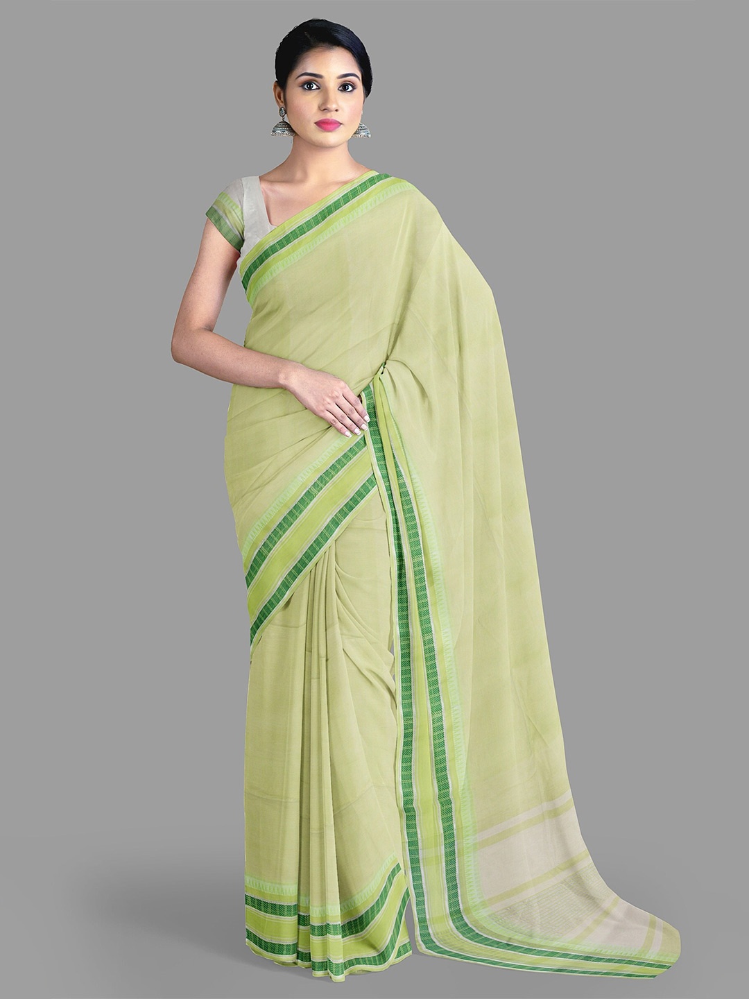 

The Chennai Silks Zari Pure Cotton Saree, Green