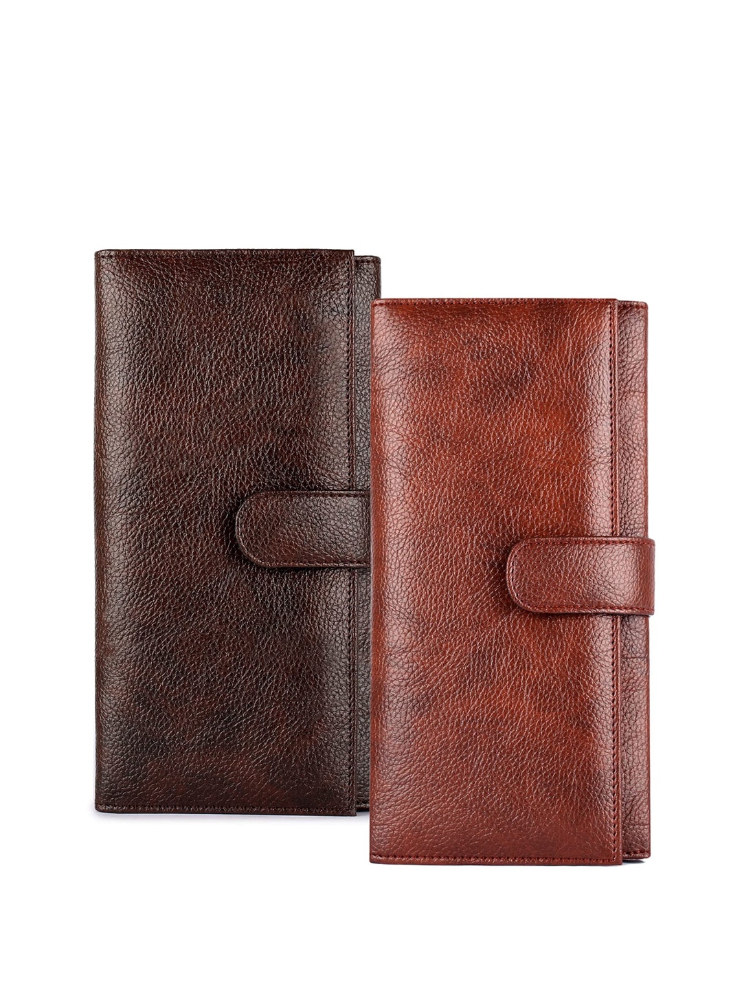 

THE CLOWNFISH Unisex Set Of 2 Textured Passport Holders, Brown