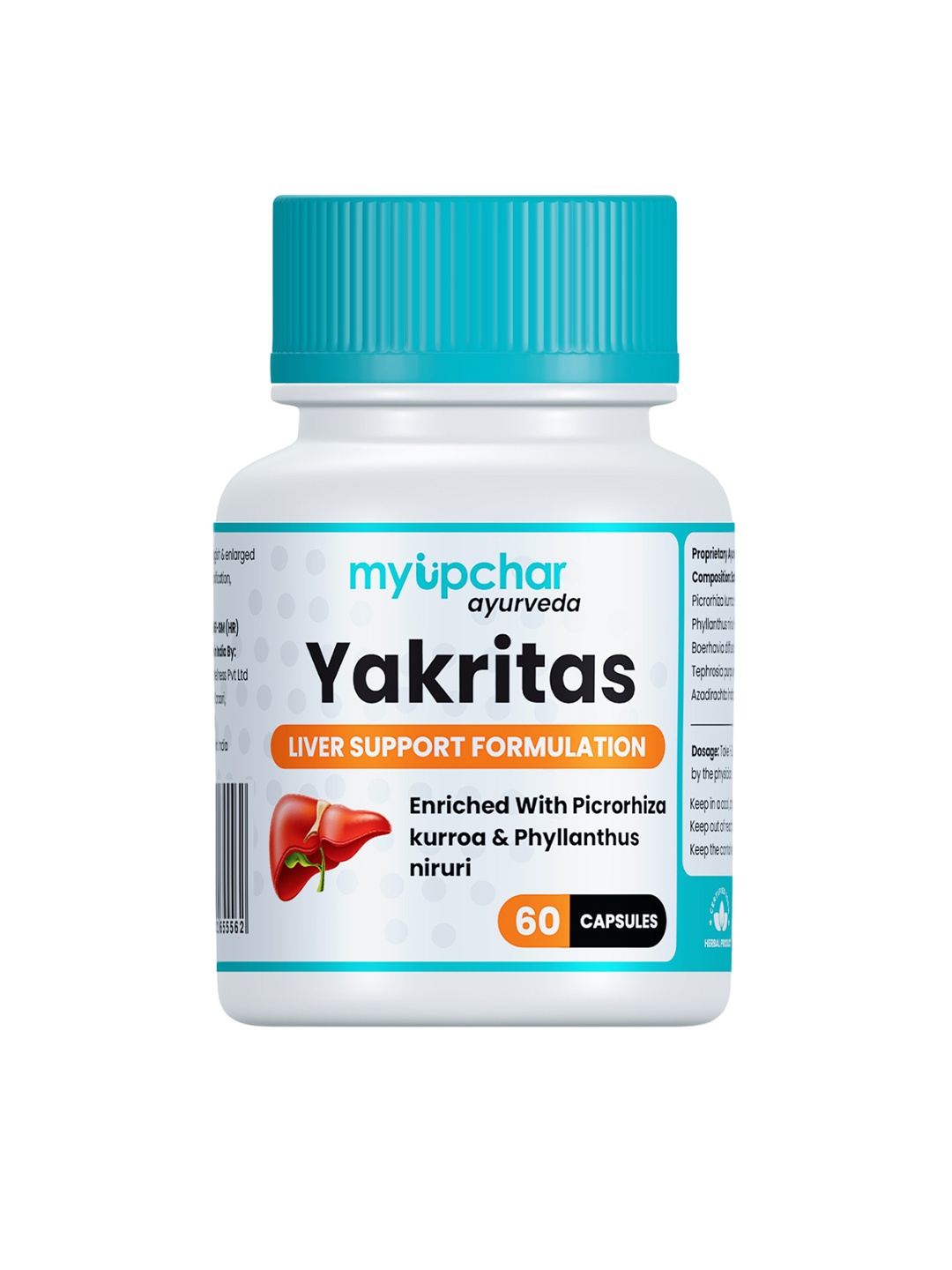 

Myupchar Ayurveda Yakritas Liver Support Formulation Capsules - 60 Capsules, Blue