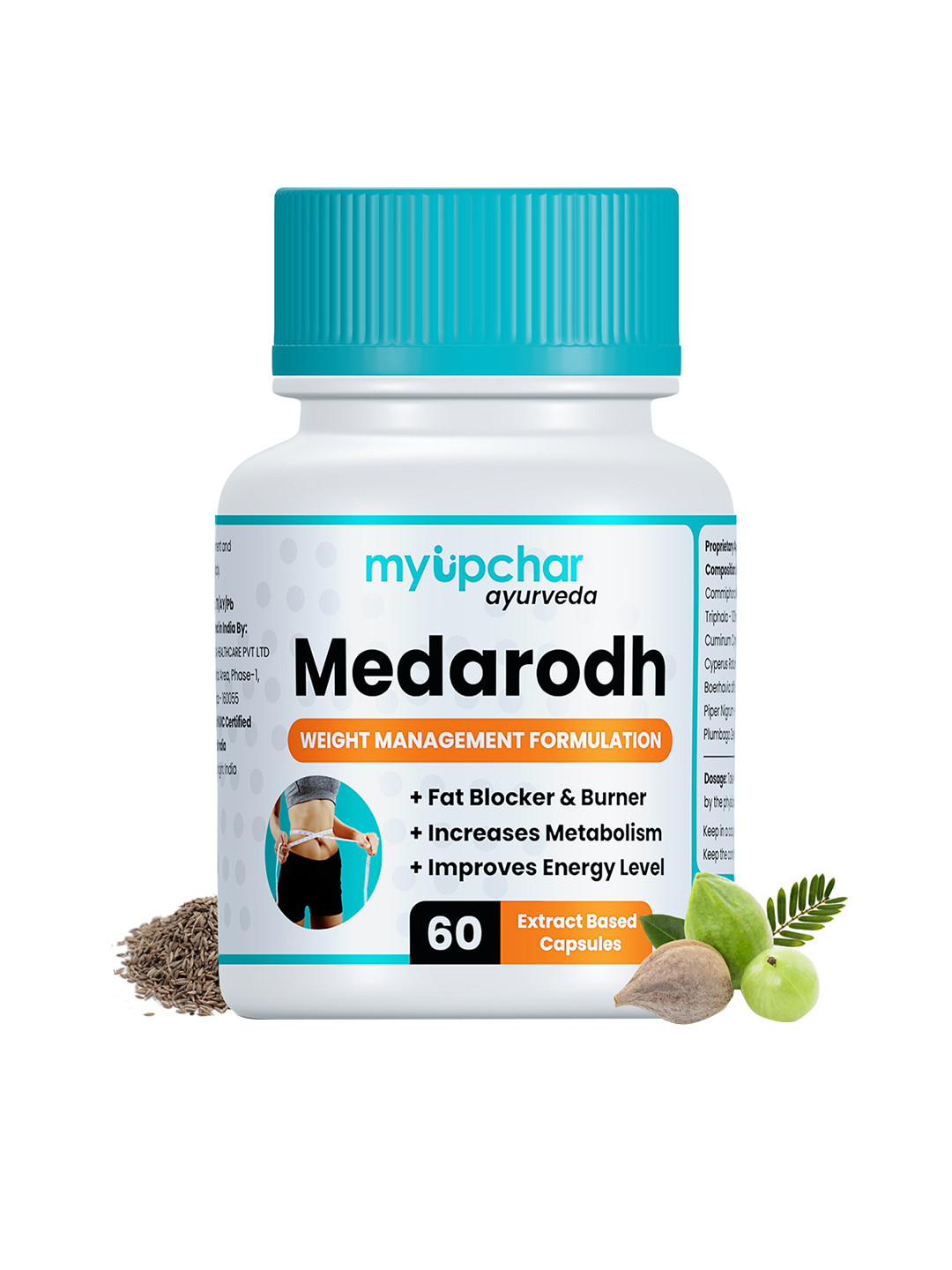 

Myupchar Ayurveda Medarodh Weight Management Formulation Capsules - 60 Capsules, Blue