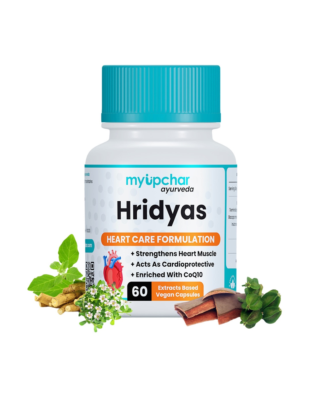 

Myupchar Ayurveda Hridyas Capsules for Heart Care Formulation- 60 Capsules, White