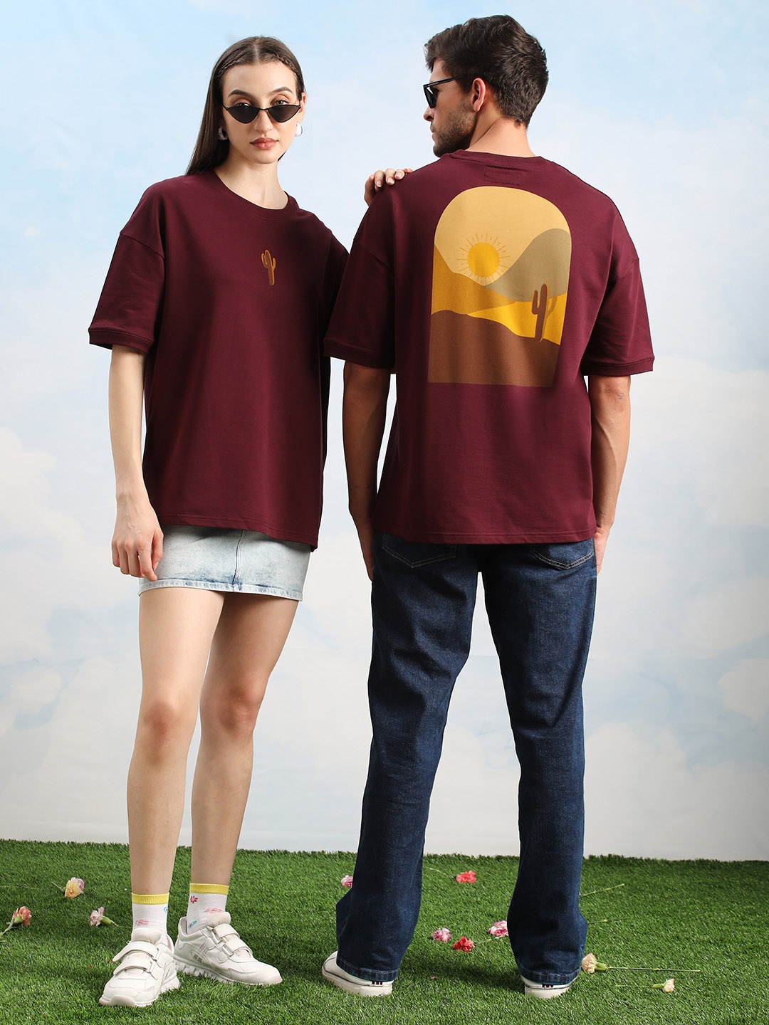 

Dillinger Unisex Drop Shoulder Terry Cotton Oversized T Shirt, Maroon