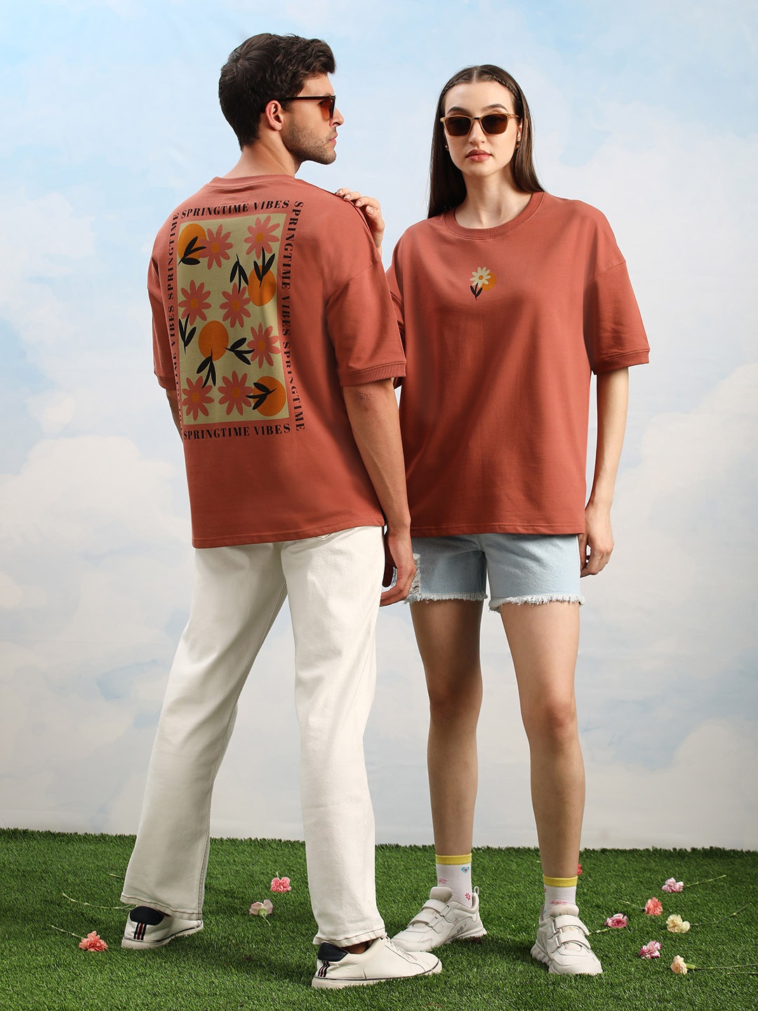 

Dillinger Unisex Drop Shoulder Terry Cotton Oversized T Shirt, Brown