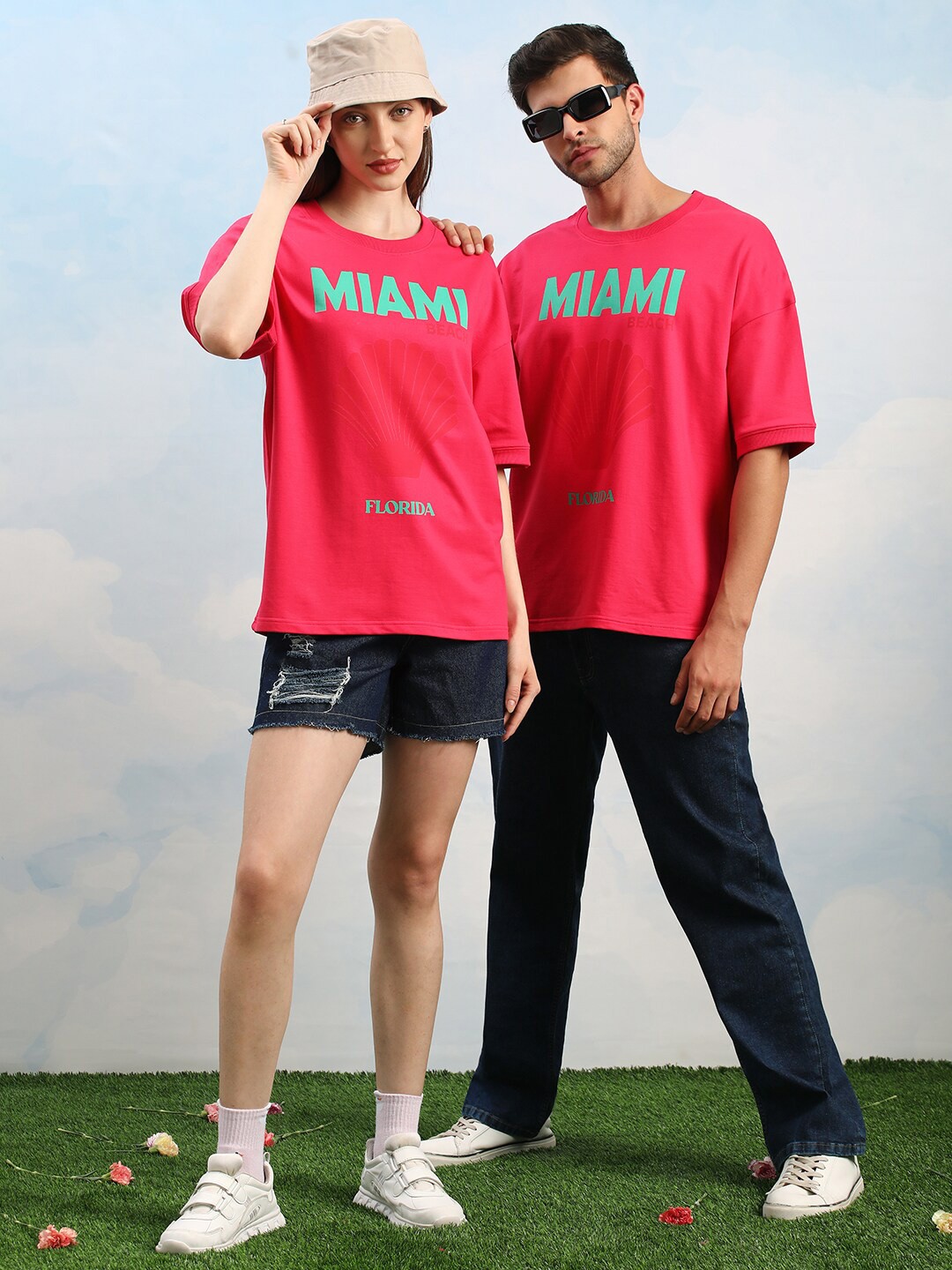 

Dillinger Unisex Drop Shoulder Terry Cotton Oversized T Shirt, Pink