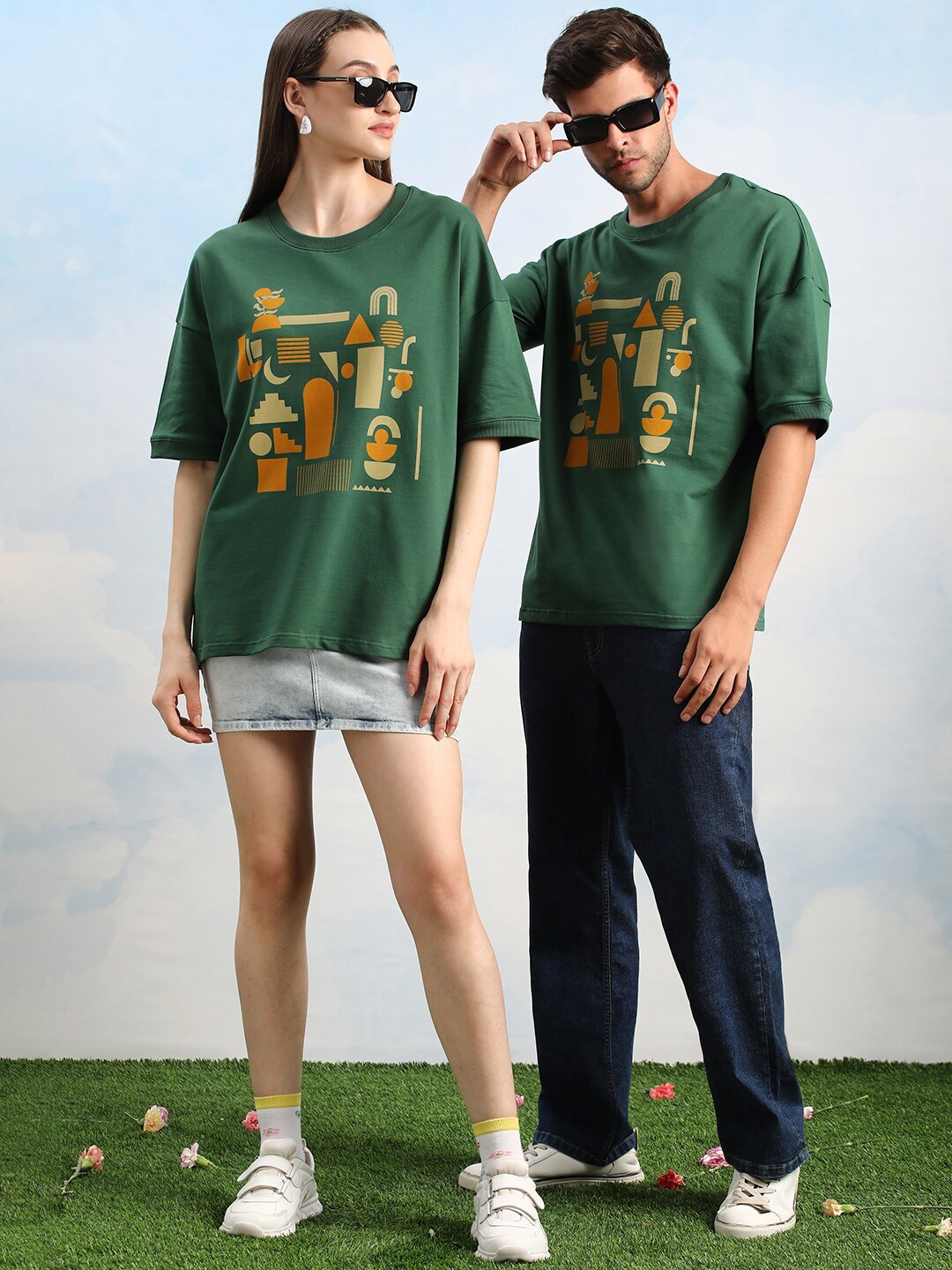 

Dillinger Unisex Drop Shoulder Terry Cotton Oversized T Shirt, Green