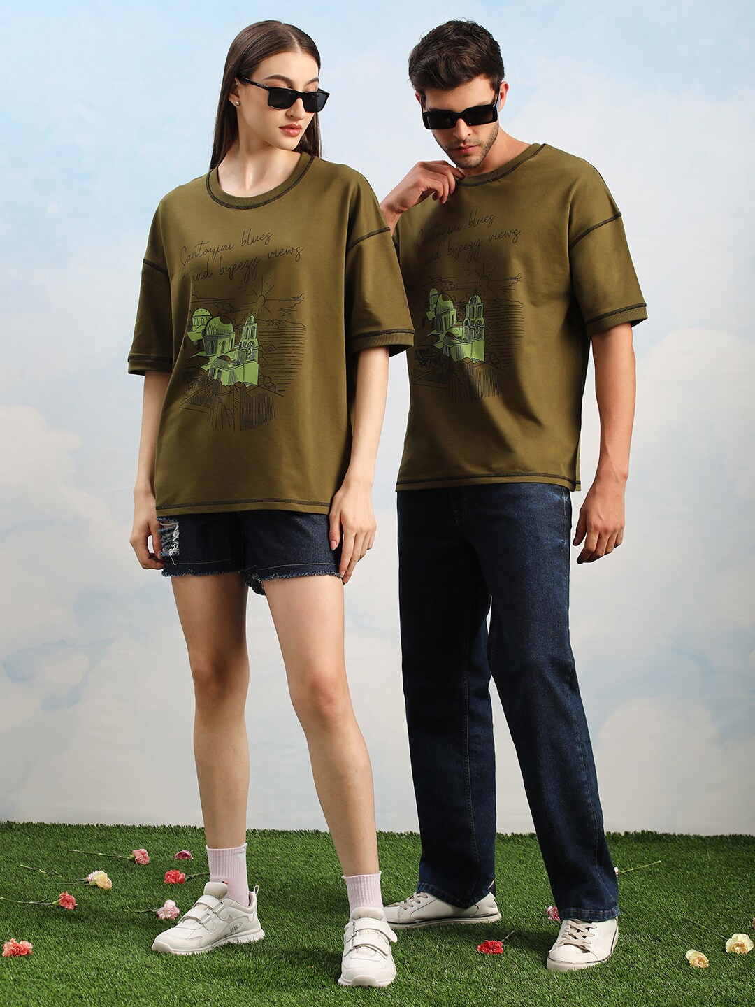 

Dillinger Unisex Drop Shoulder Terry Cotton Oversized T Shirt, Olive
