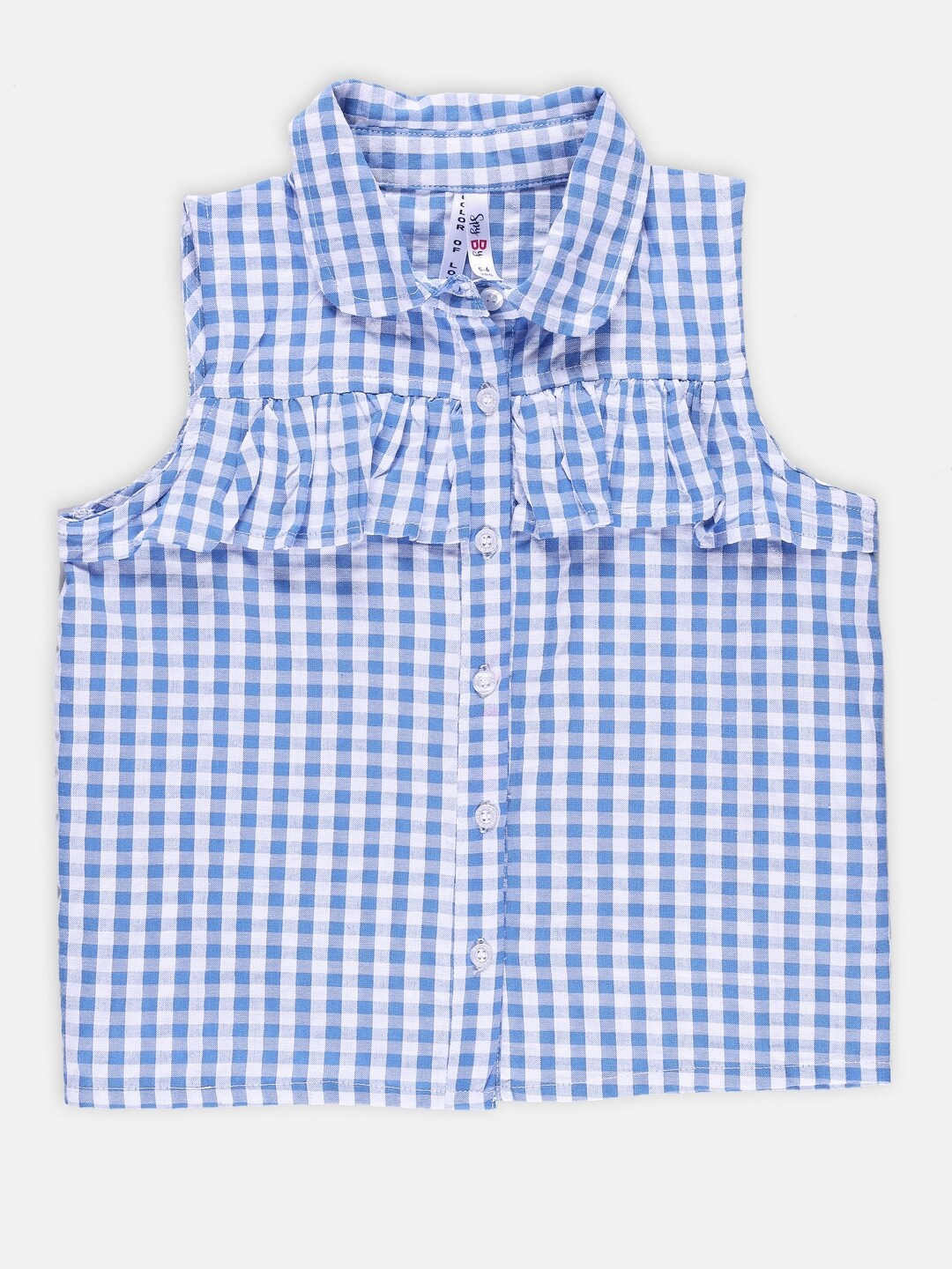 

SPYBY Girls Checked Cotton Shirt Style Top, Blue