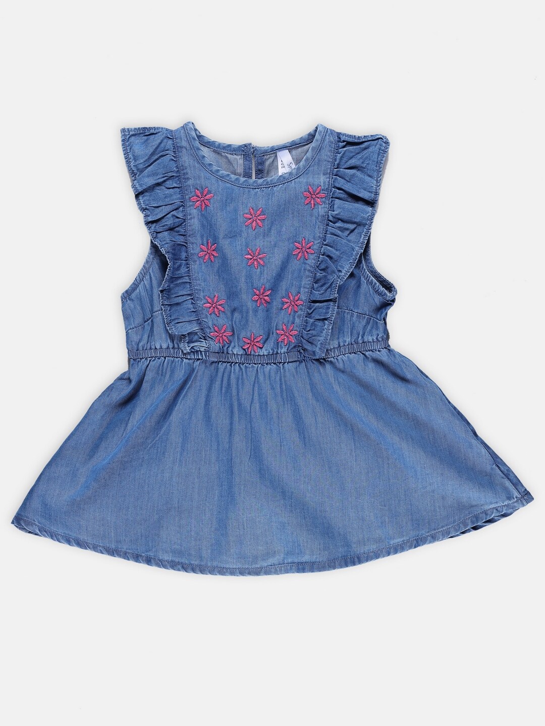 

SPYBY Girls Floral Embroidered Denim Top, Blue