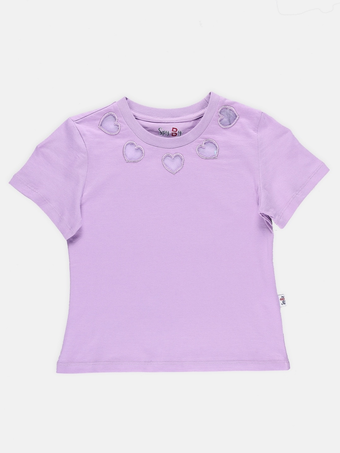 

SPYBY Girls Short Sleeve Cotton Top, Lavender